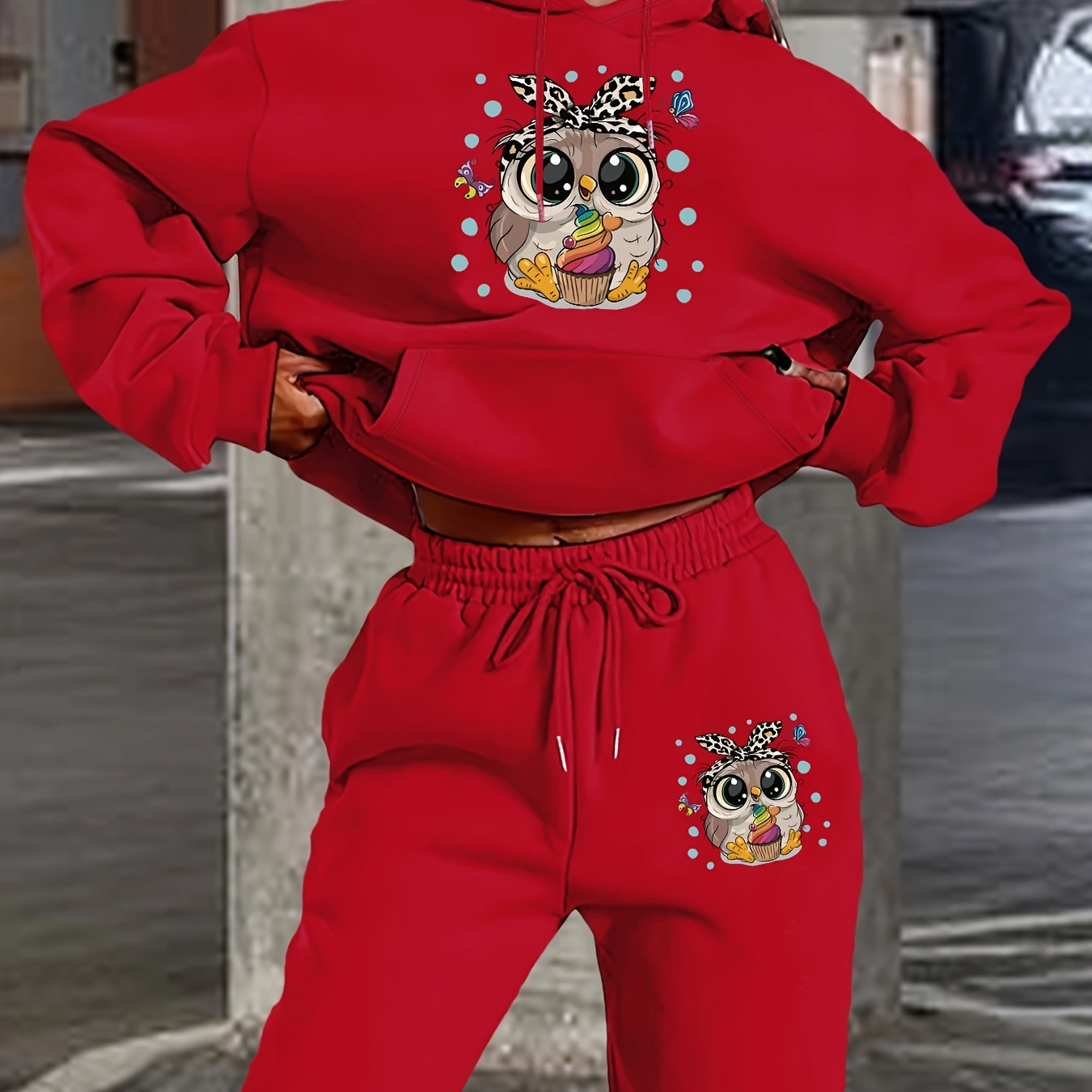 

[1pc 's Hooded Set] 's Hooded Set - Knit Sweatshirt And Pants For Fall/