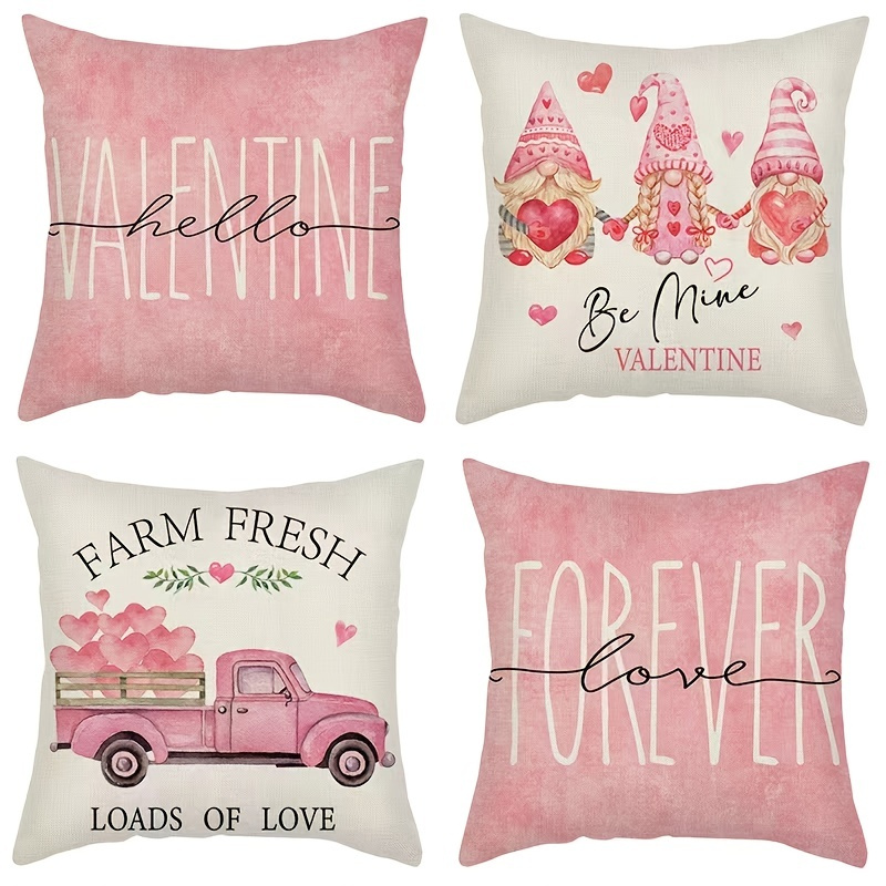 Valentine's Day Throw Pillow Covers Watercolor Flower Gnome - Temu