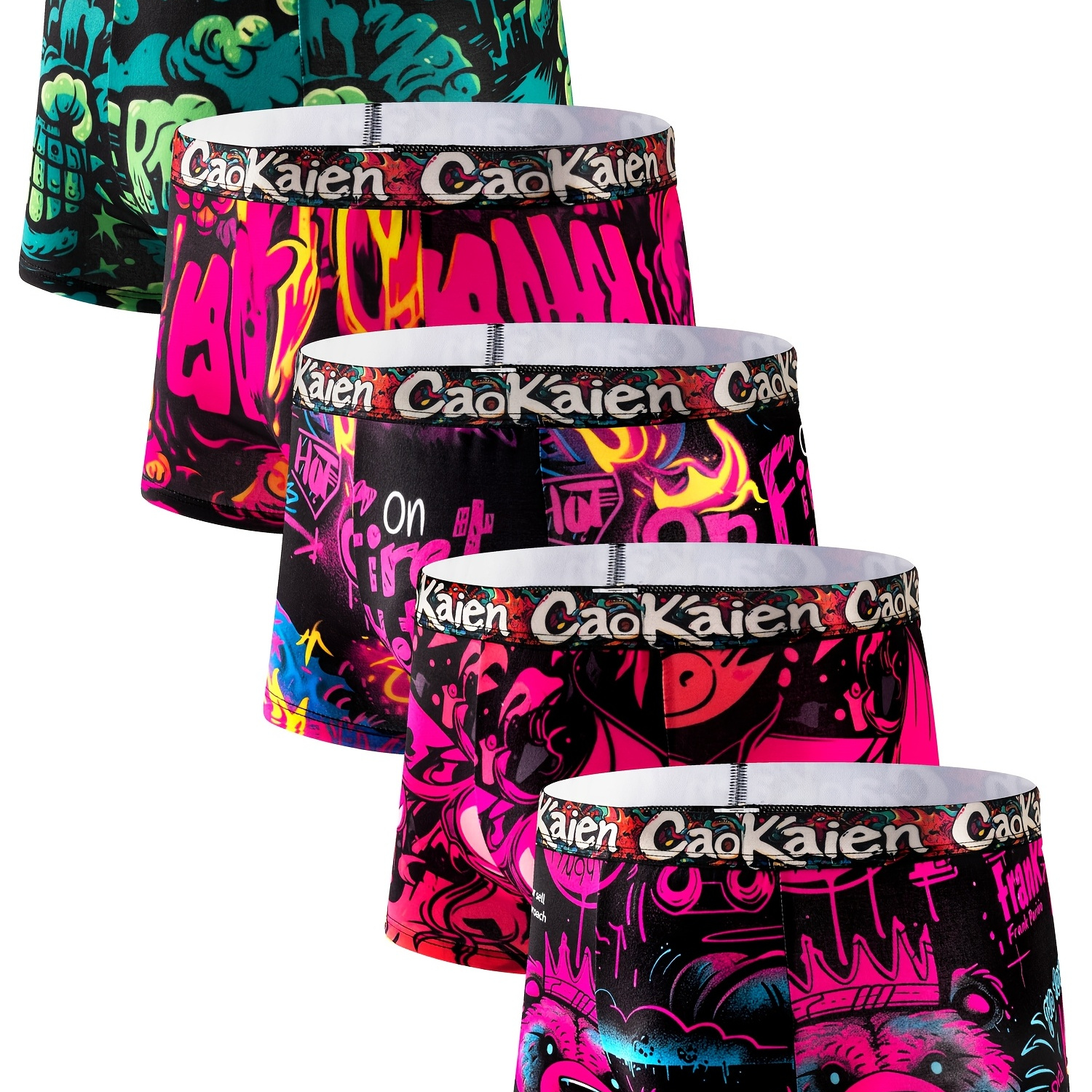 

Set Of 's Boxer Shorts In A Trendy Hip-hop Graffiti Style, Lightweight And Fashionable.