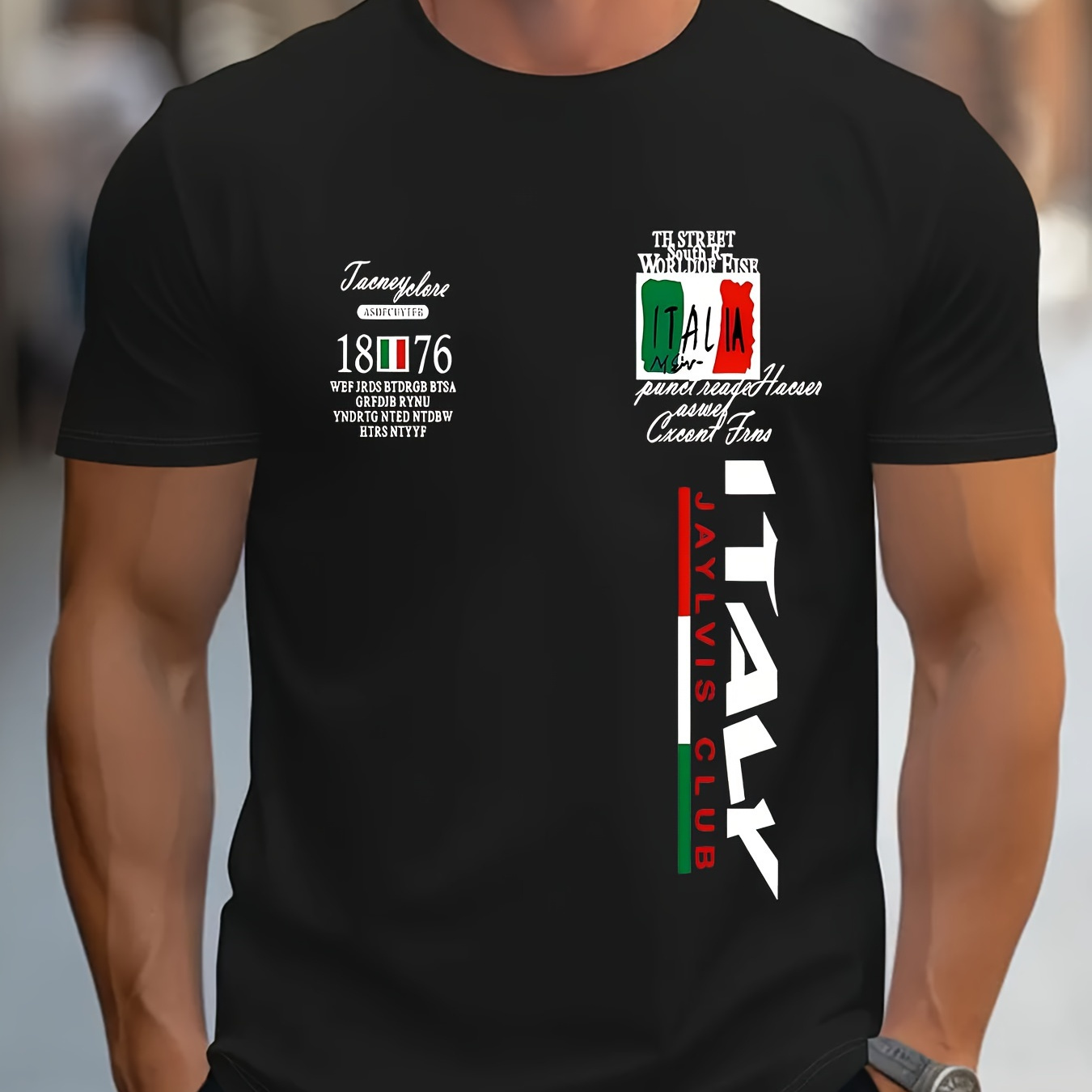 

de club ITALY , T-shirt décontracté à col rond et manches courtes pour homme, haut polyvalent et confortable pour l'été.