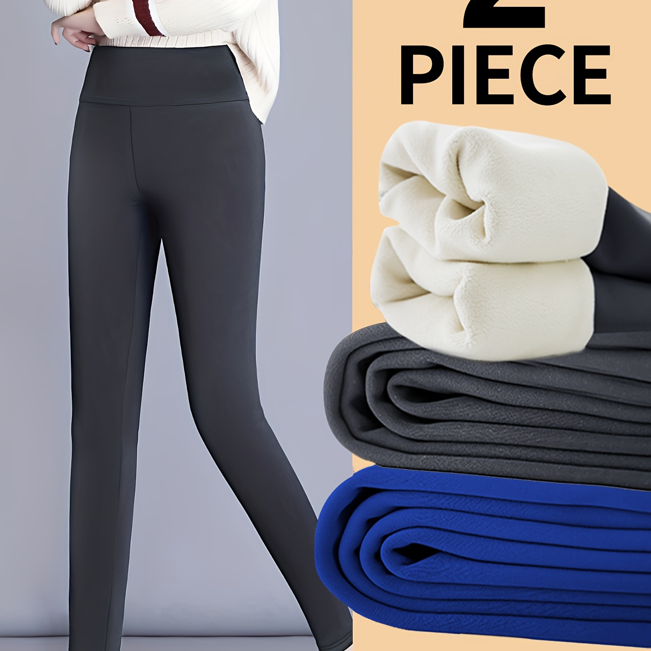 Woman Thermal Leggings Elastic Velvet Comfortable Slim Home Work Office  Office School Casual Inner Wear Warm Skinny Pants for Female Dark Blue 
