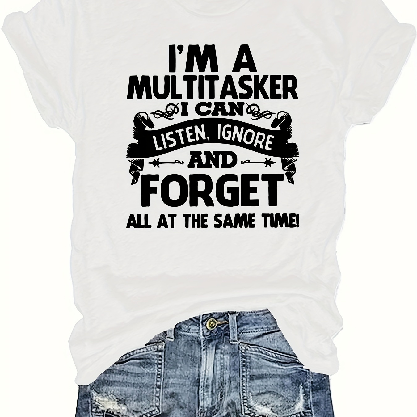 

Letter Print T-shirt, Short Sleeve Crew Neck Casual Top For Summer & Spring, Women's Clothing