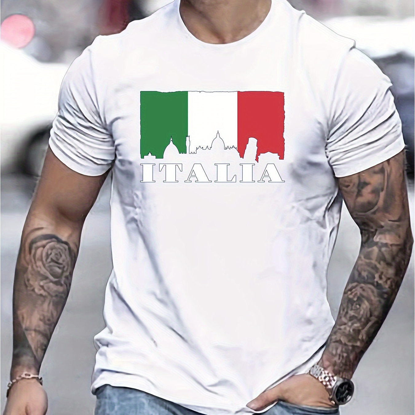 

Italy Print Tee Shirt, Tees For Men, Casual Short Sleeve T-shirt For Summer