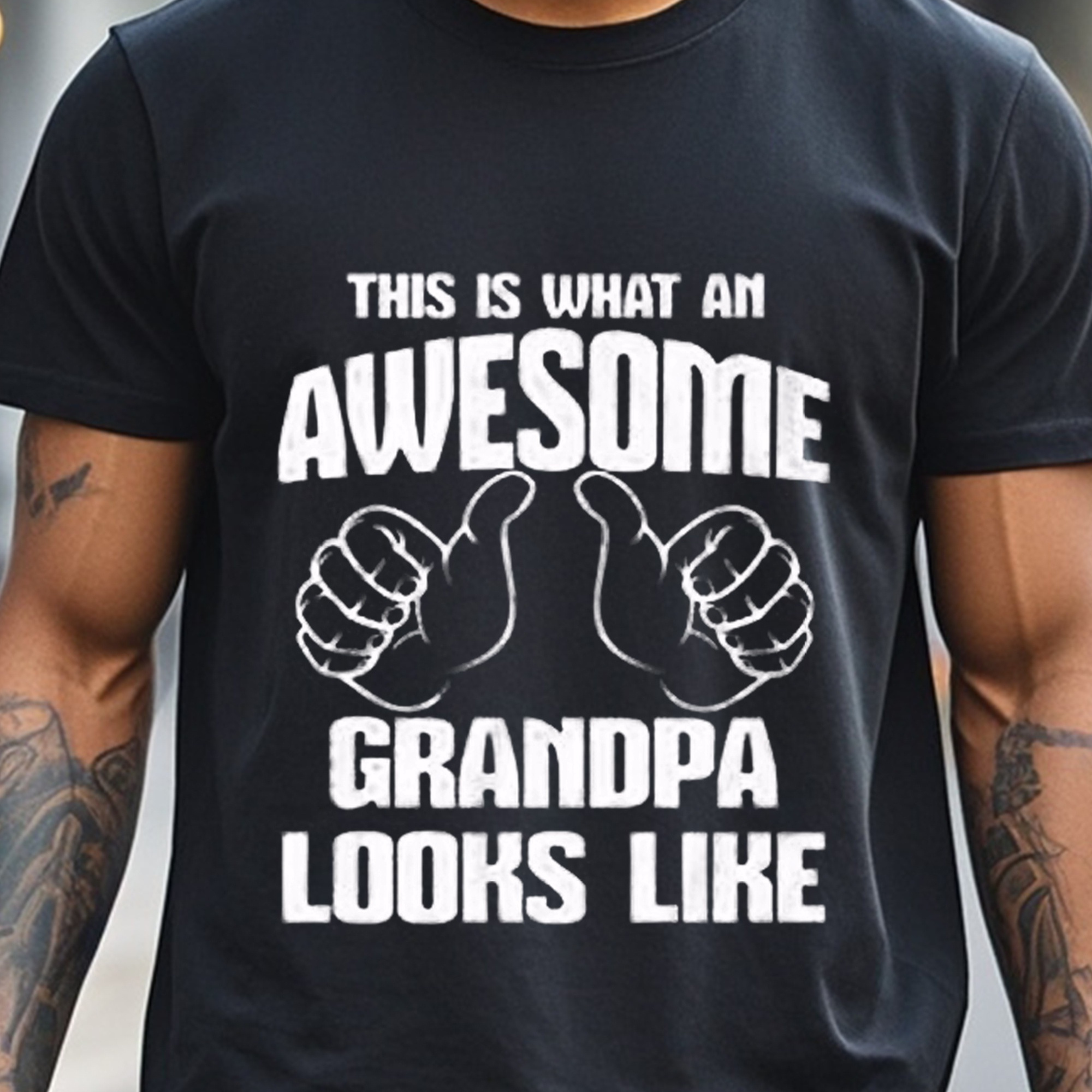 

This Is What An Awesome Grandpa Looks T Shirt Men's Graphic T-shirts Crew Neck Black T-shirt Soft Cotton 100% Cotton Funny Moisture-wicking Gym-friendly Breathable T-shirt Grandpa T Shirts For Men