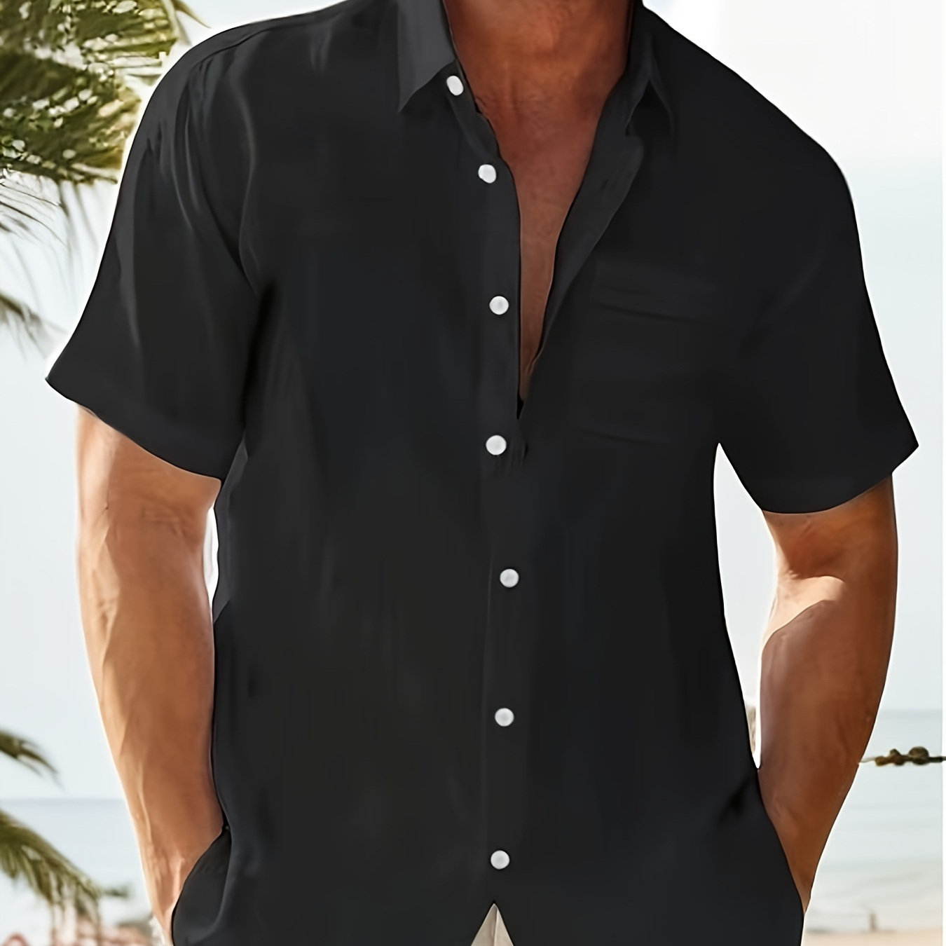 

Men's Summer Fashionable And Simple Short Sleeve Button Casual Lapel Simple Shirt, Trendy And Versatile, Suitable For Dates, Beach Holiday, As Gifts