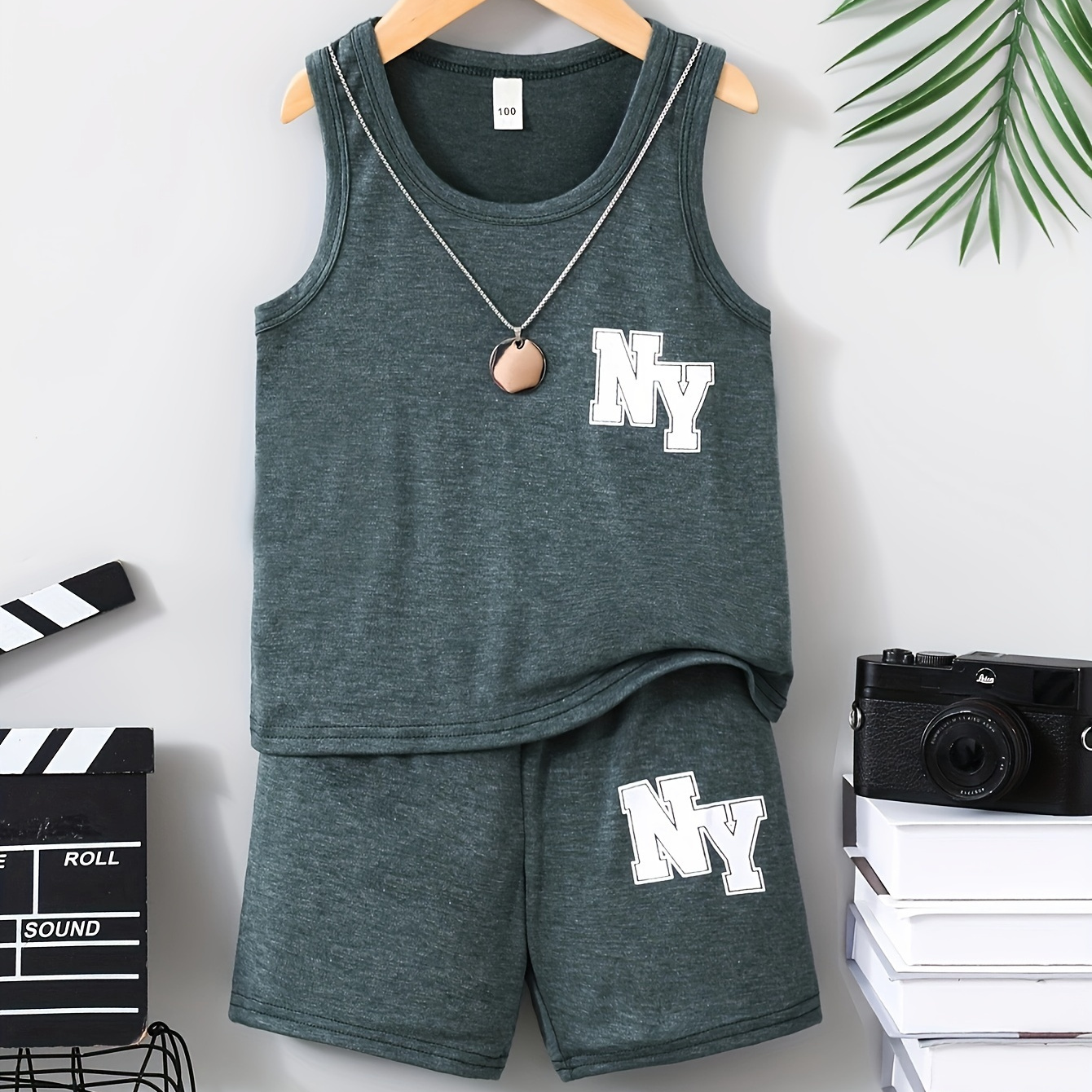 

Boy's Ny Pattern 2pcs Casual Outfit, Tank Top & Shorts Set, Boy's Clothes For Summer