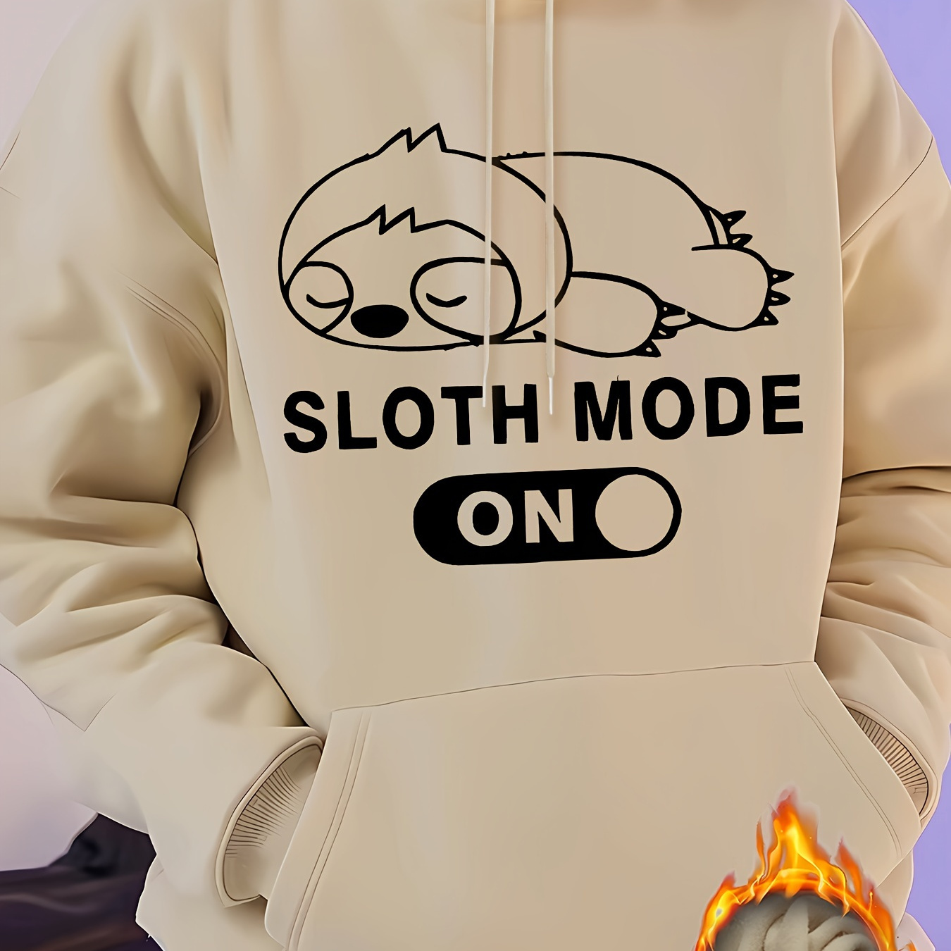 

Lazy Sloth Mode On Print Men's Pullover Round Neck Long Sleeve Hooded Sweatshirt Pattern Loose Casual Top For Autumn Winter Men's Clothing As Gifts