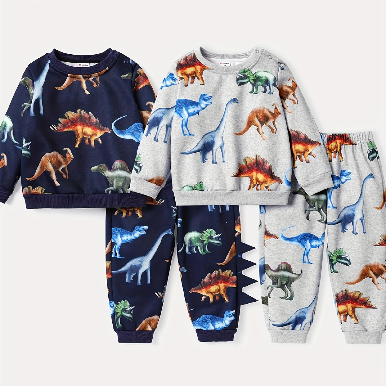 

Patpat 2pcs Boy Animal Dinosaur Print Long Sleeve Comfy Sweatshirt And Elasticized Pants Set