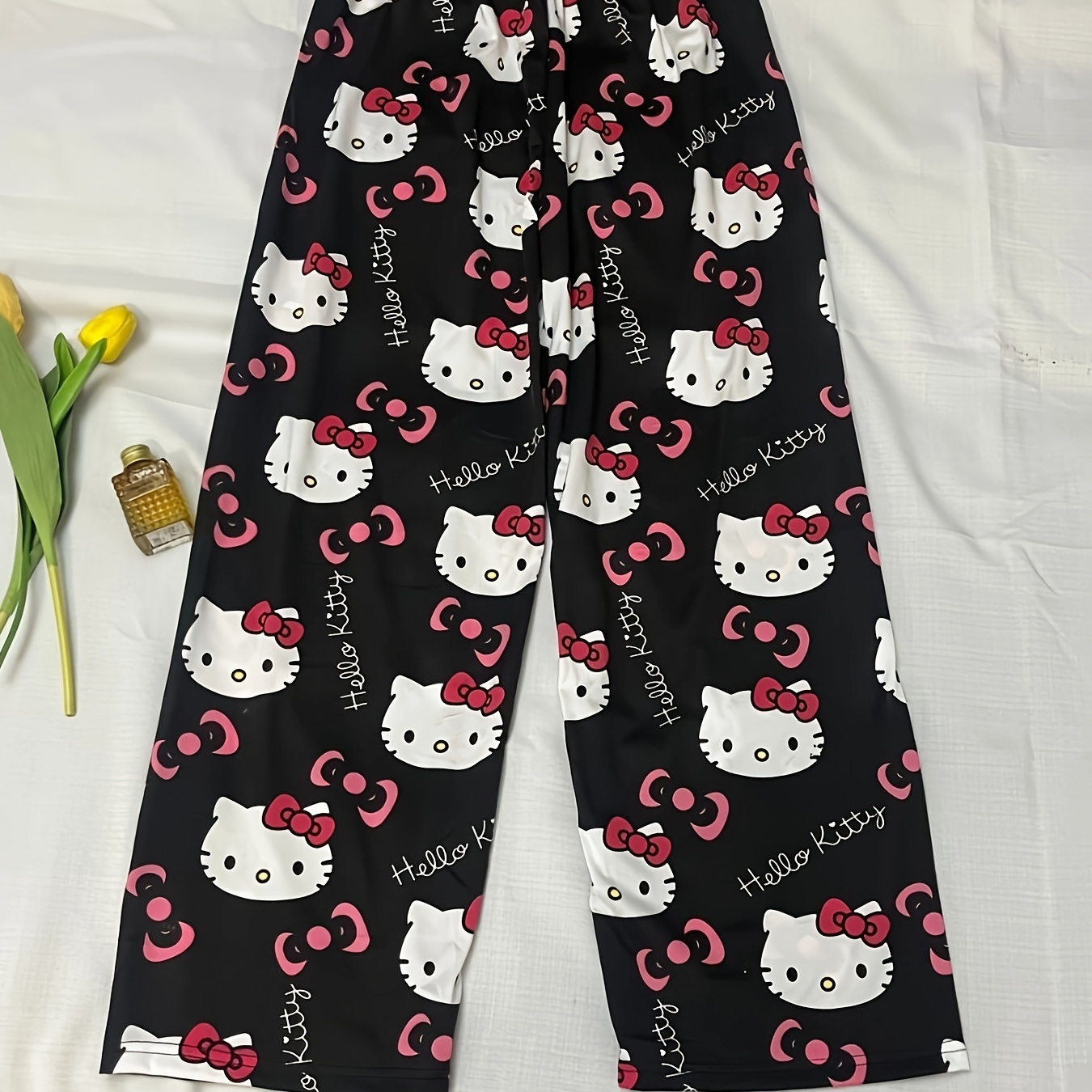 

Sanrio Hello Kitty Cute Cartoon Print Pajama Pants, Waist Loose Fit Sleepwear Bottoms For Women, Sanrio