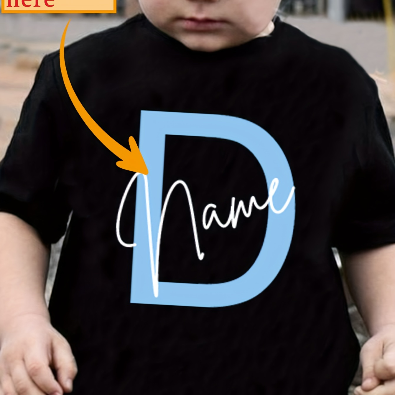 

Boy's Customized T-shirt, Cool Letter D Personalized Letter Print, Casual Comfy Short Sleeve Crew Neck Summer Top