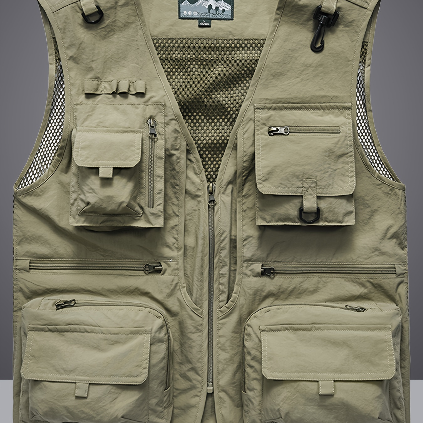 

Breathable Nylon Men's Outdoor Cargo Vest Jacket, Men's Zip Up Sports Jacket With Multiple Pockets For Summer Outdoor Activity