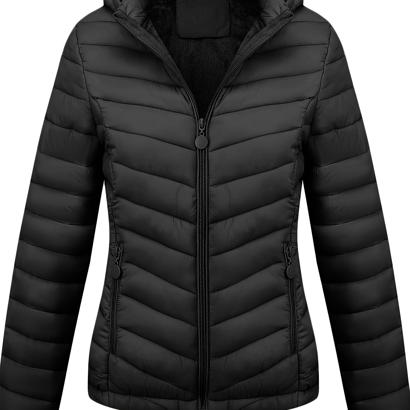 TEMU Women's Autumn/ Simple Versatile Lightweight Commuter Hooded Padded Coat With Pockets