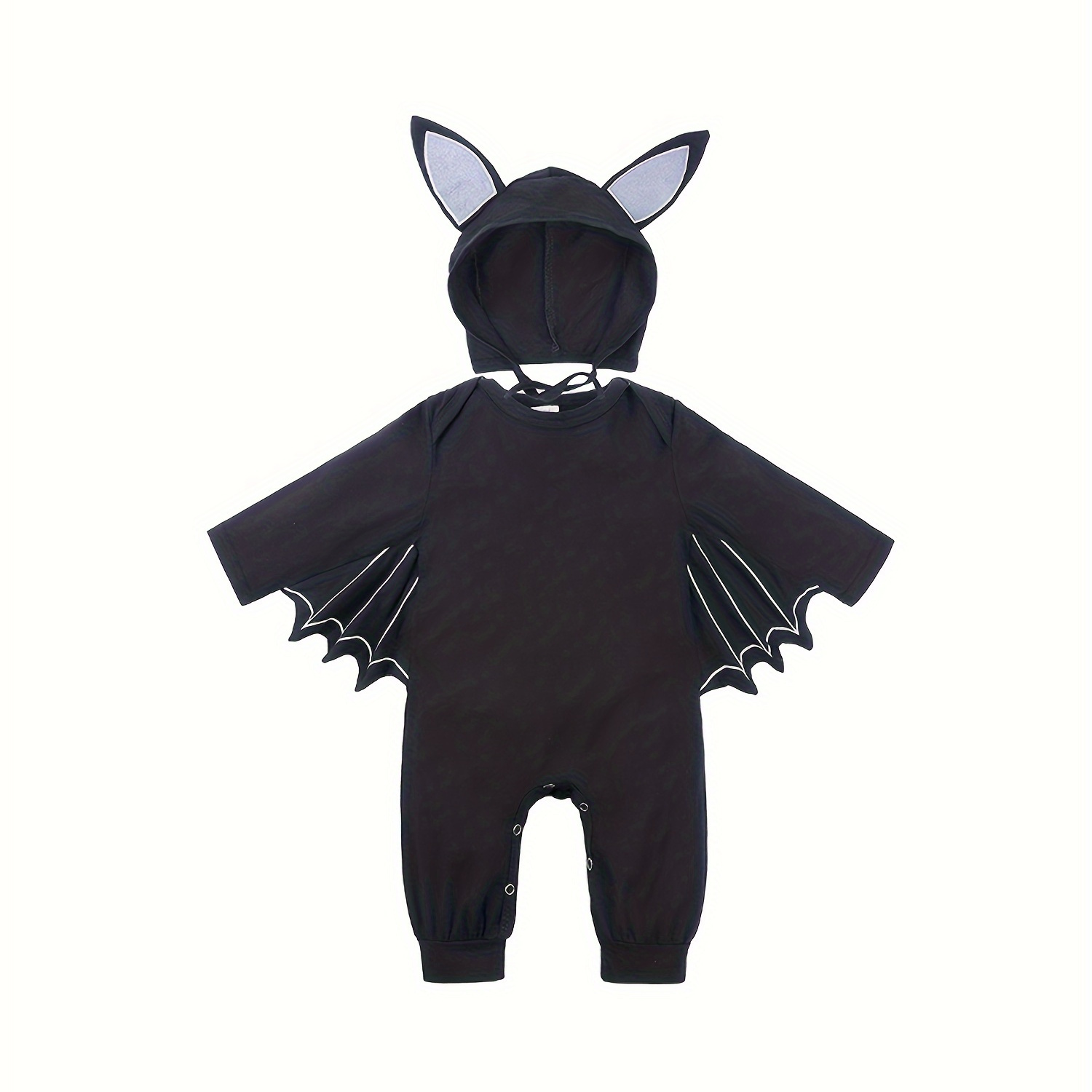 

Baby's Style Bat Themed Cotton Long Sleeve Bodysuit, Toddler & Infant Boy's Comfy Onesie For Holiday Party