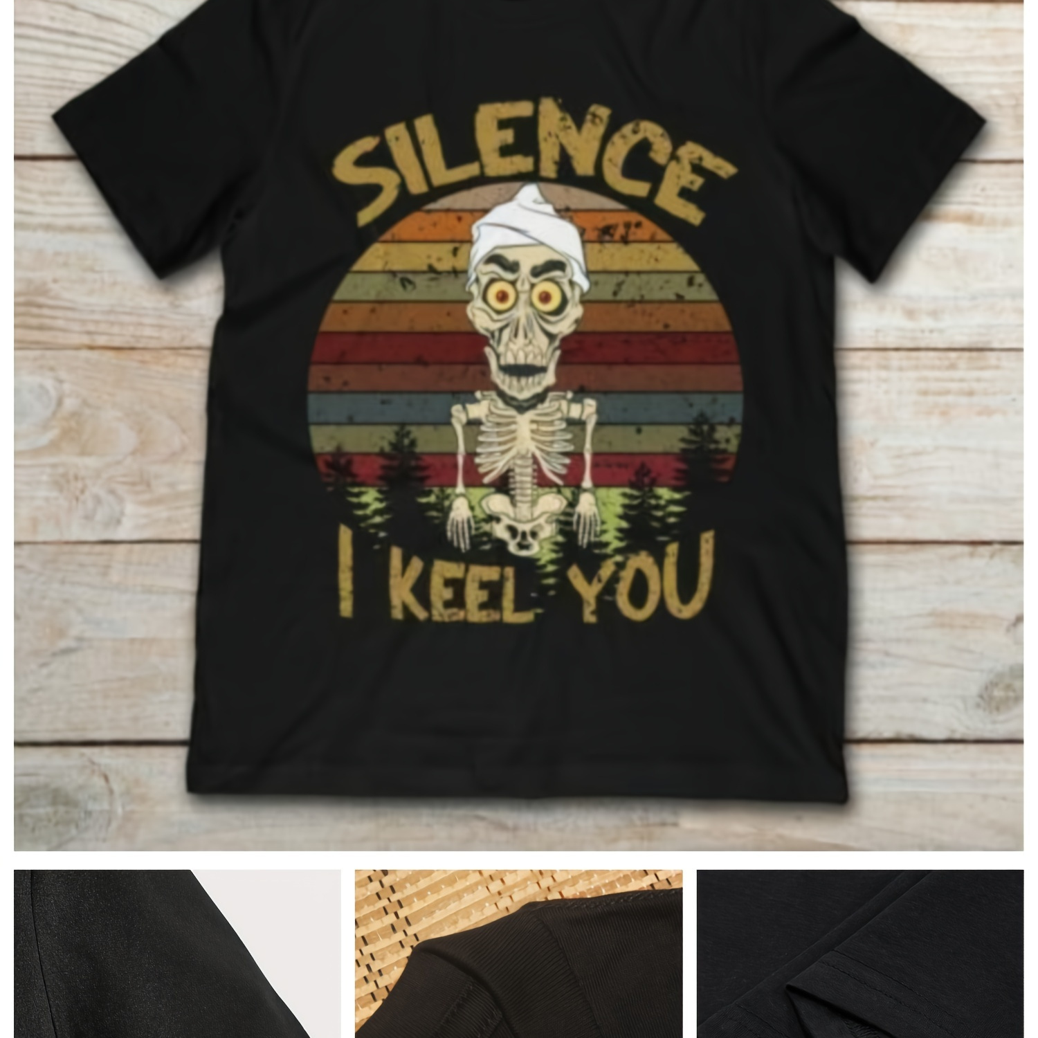 

Silence I Keel You Men's T-shirt 100% Cotton Short Sleeve 2024 T-shirt Crew Neck Graphic Print T-shirt