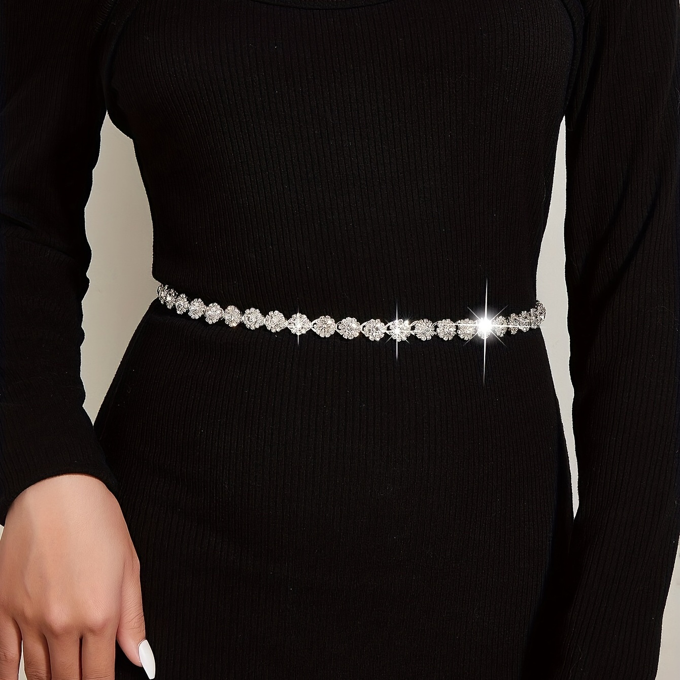 

1pc Silvery Waist Chain Waist Chains Adjustable Dress Waistband Wedding For Women