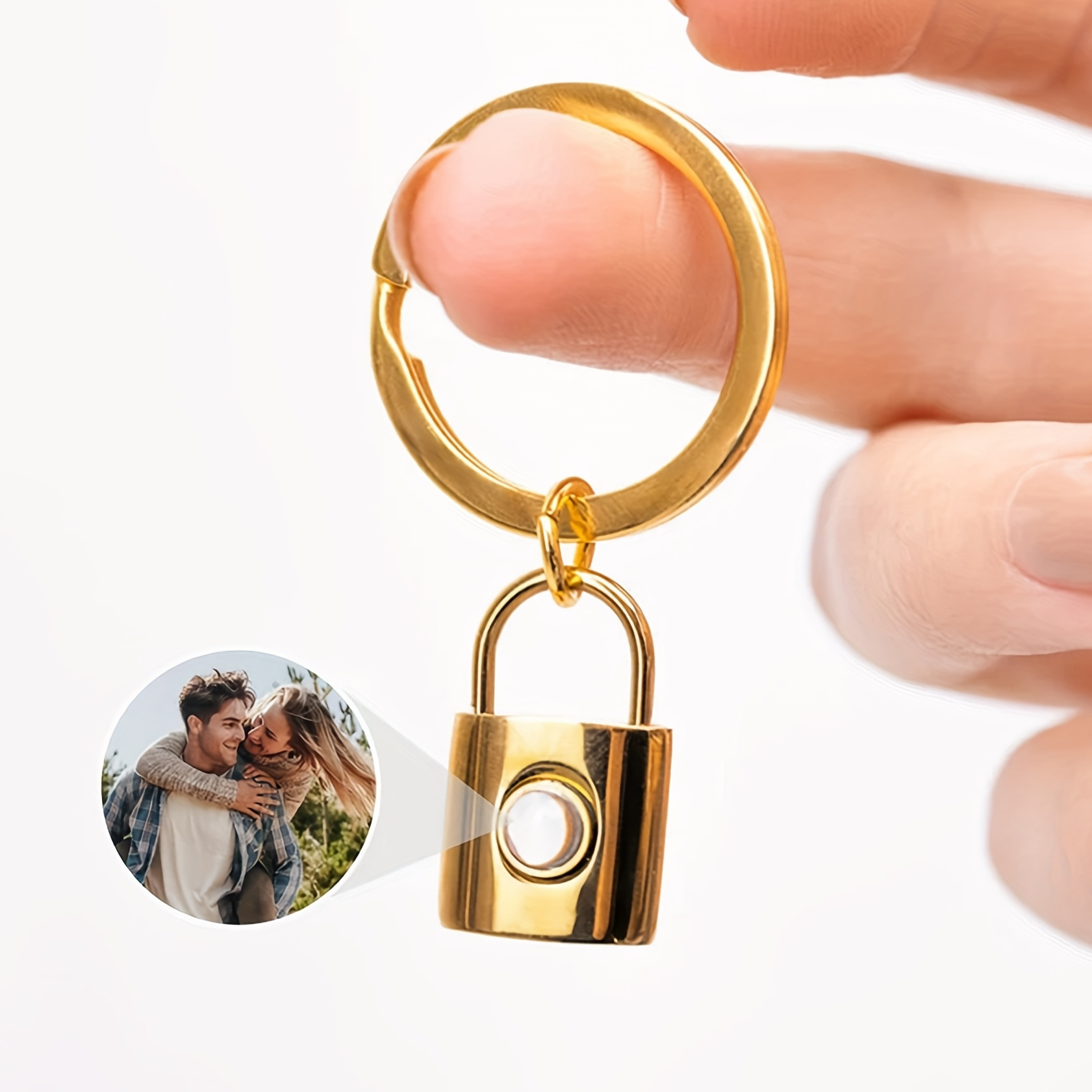 

Customized Photo Projection Keychain, Personalized Stainless Steel Picture Keyring - Creative Small Box Women's Keychain, Unique Commemorative Keychain, Anniversary Keyring.