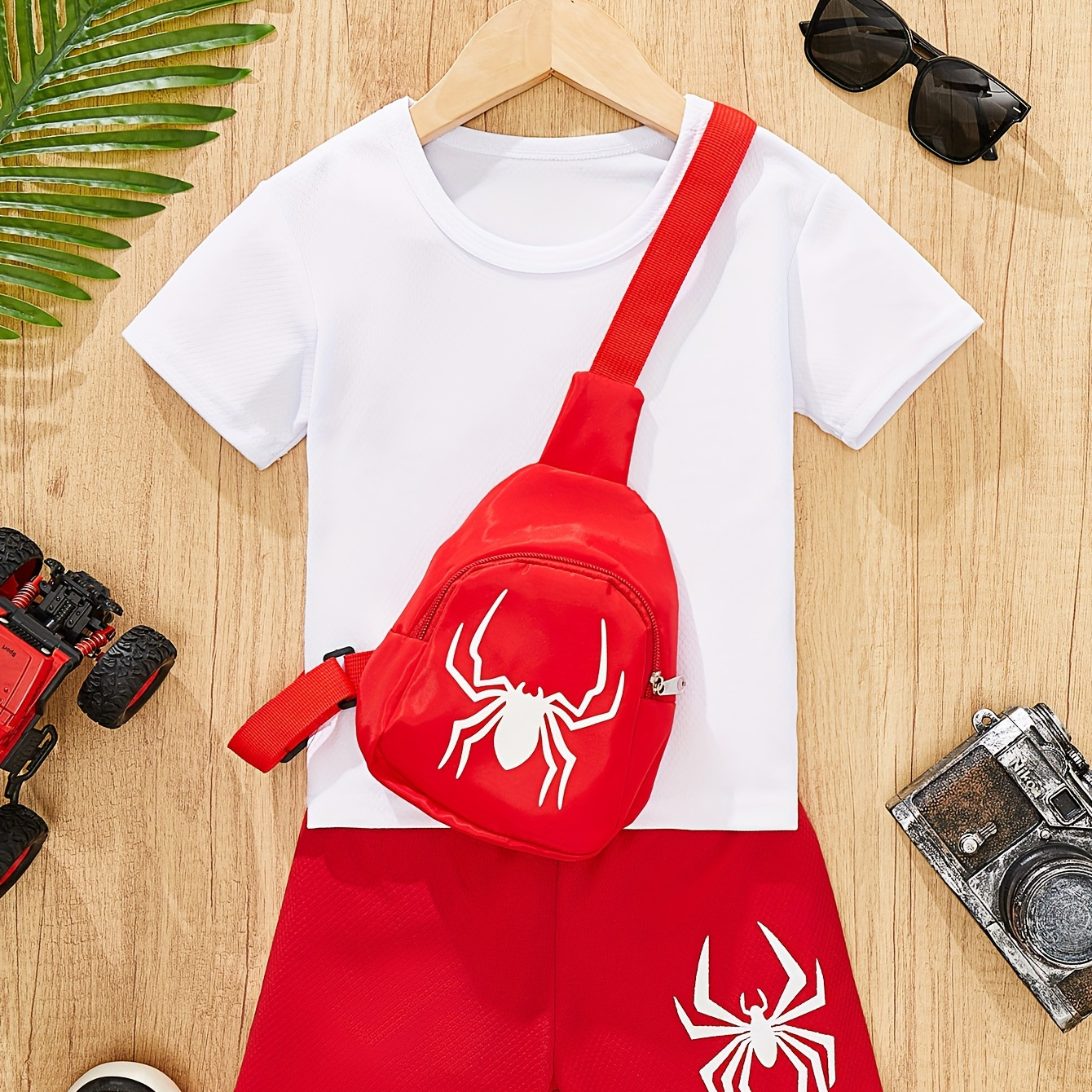 

Boy's 3- Co Ord Set, Spider Tee And Bag, Summer Clothes For &