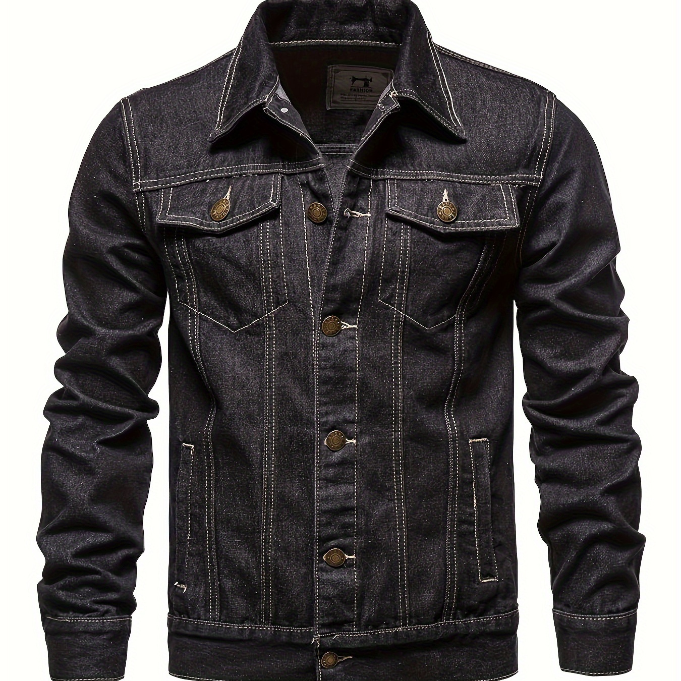 

Men's Fashion Casual Denim Jacket, Button-up Jean Coat With Turn-down Collar, Versatile Outdoor Outerwear