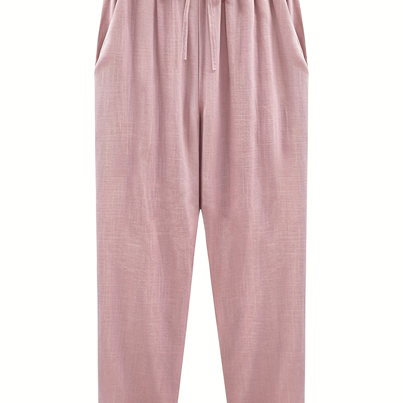 

Solid Slant Pockets Drawstring Pants, Elegant Loose Pants For Spring & Fall, Women's Clothing