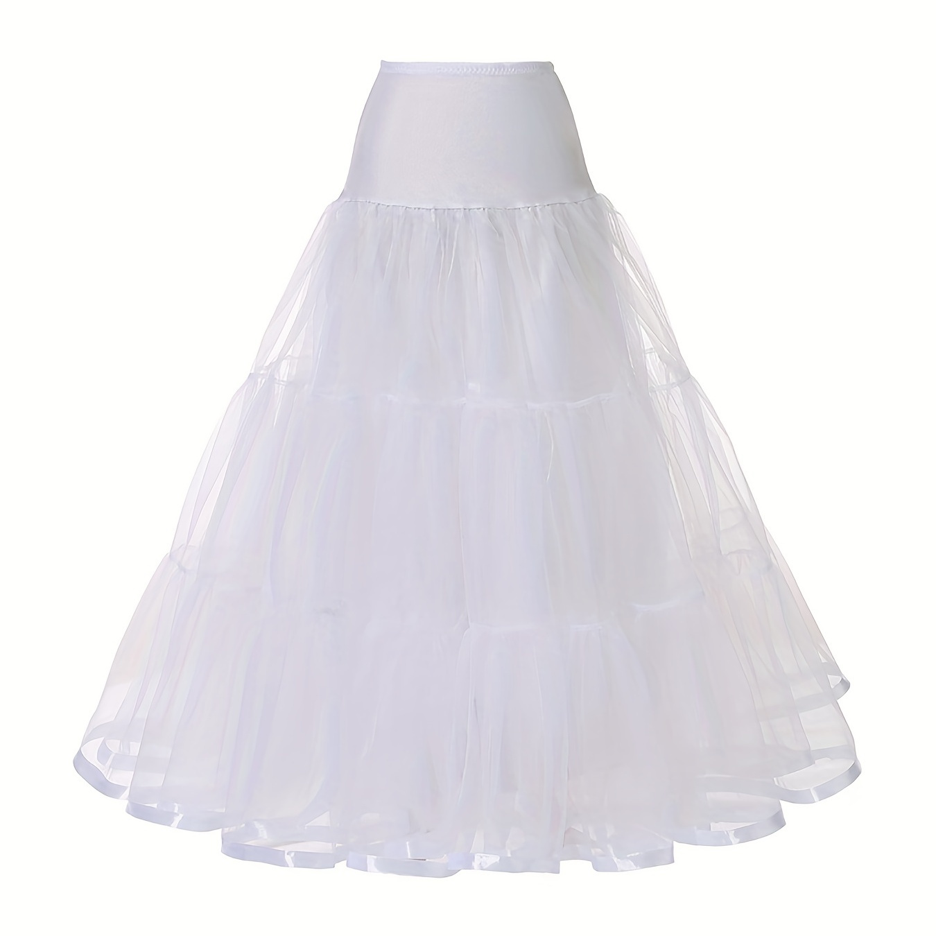 

Ladies' 3-layer Long Solid Color 95cm Organza Skirt Support