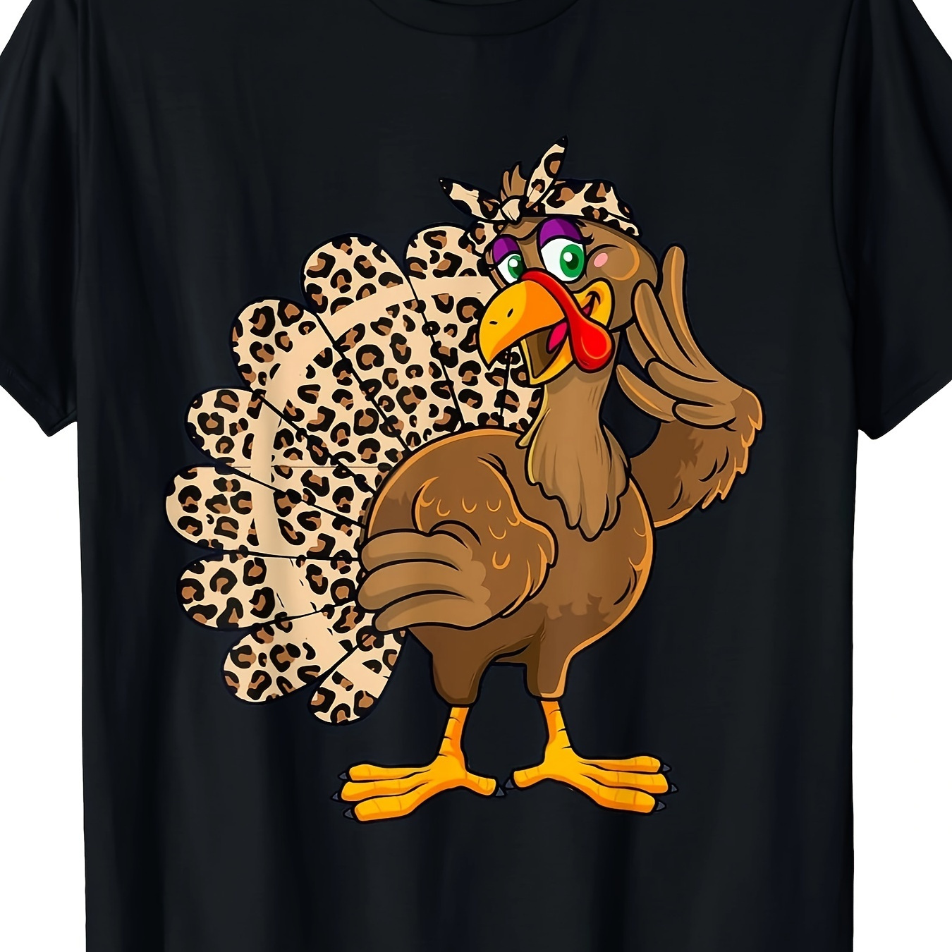 

Thanksgiving Turkey Men Leopard Print Autumn Fall T-shirt - 220g