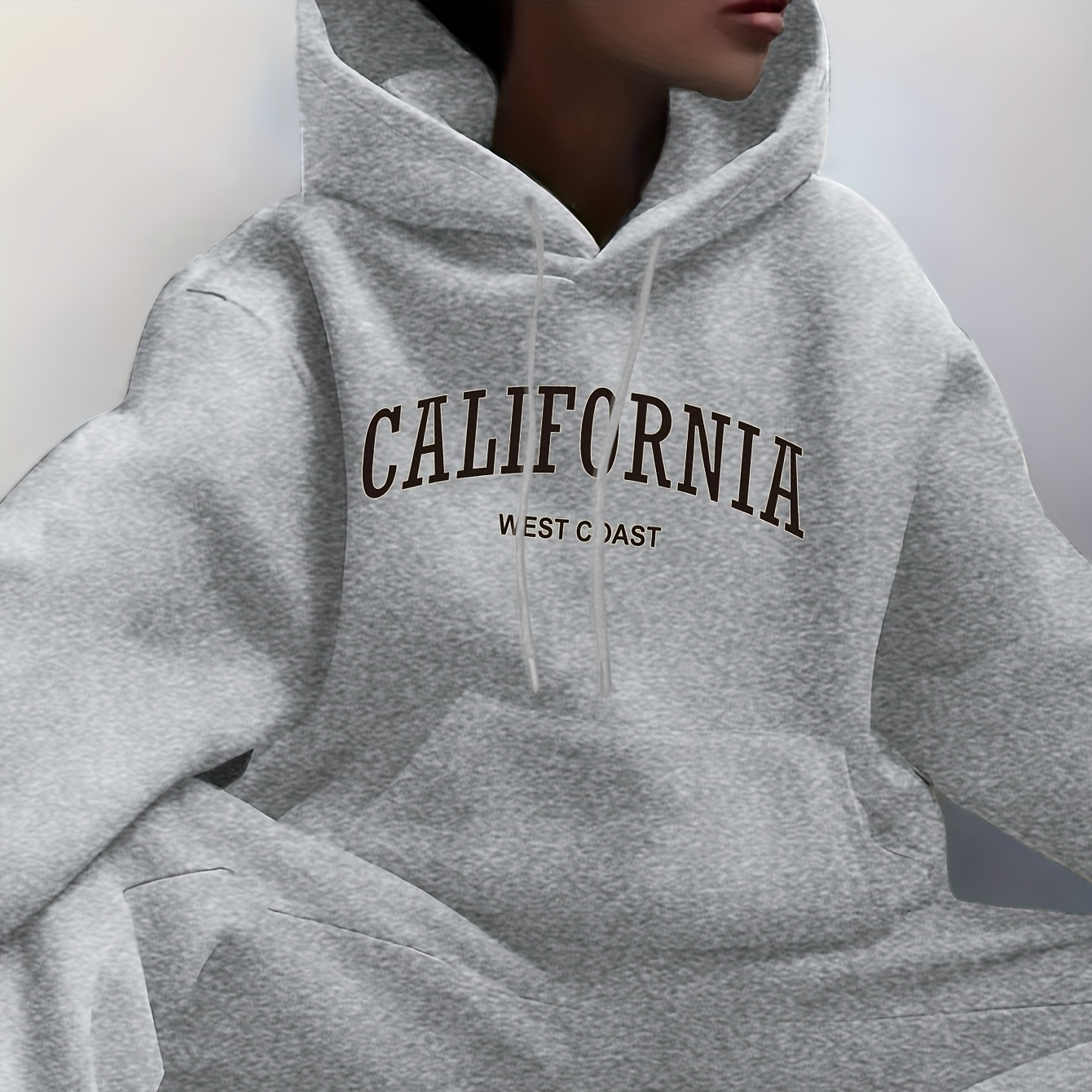 

California Alphabet Applique Hooded Pantsuit, 100% Polyester Casual Knit Fabric Tracksuit Set For Women - Fall/winter Season Hoodie And Sweatpants Outfit