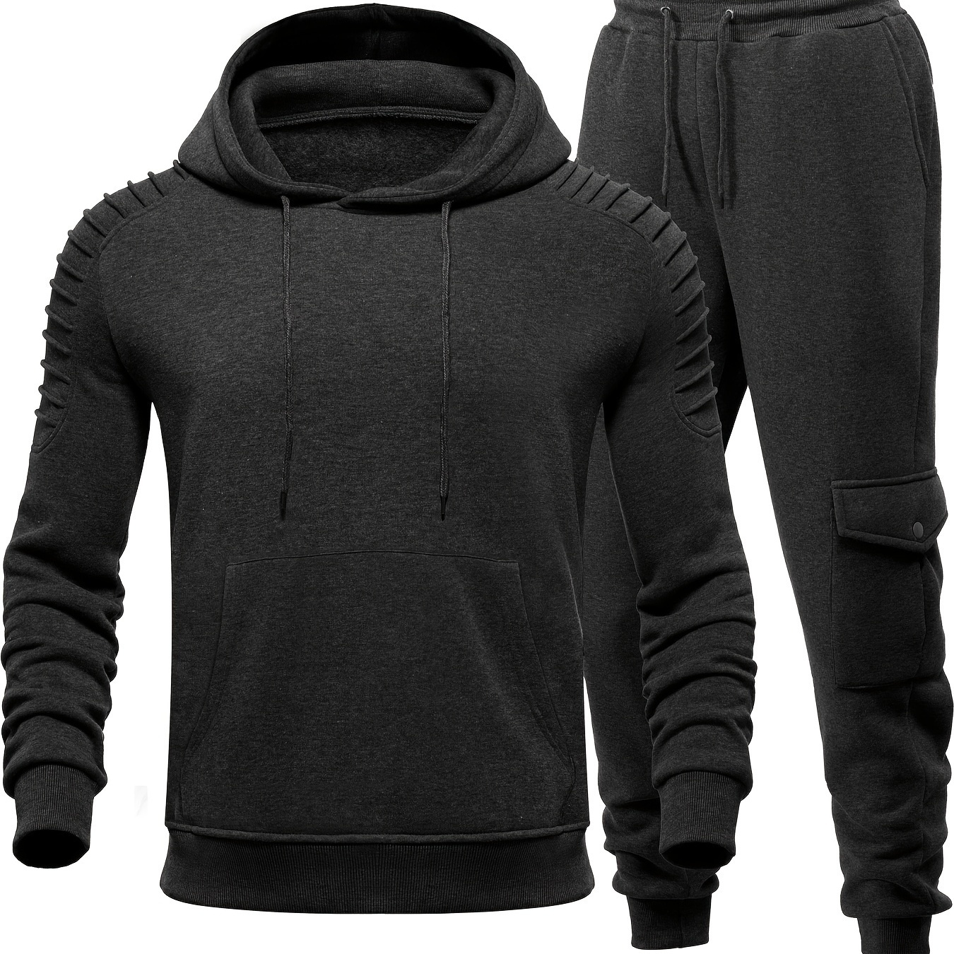 

Men's Outdoor Casual Striped Pleated Solid Color Hoodie