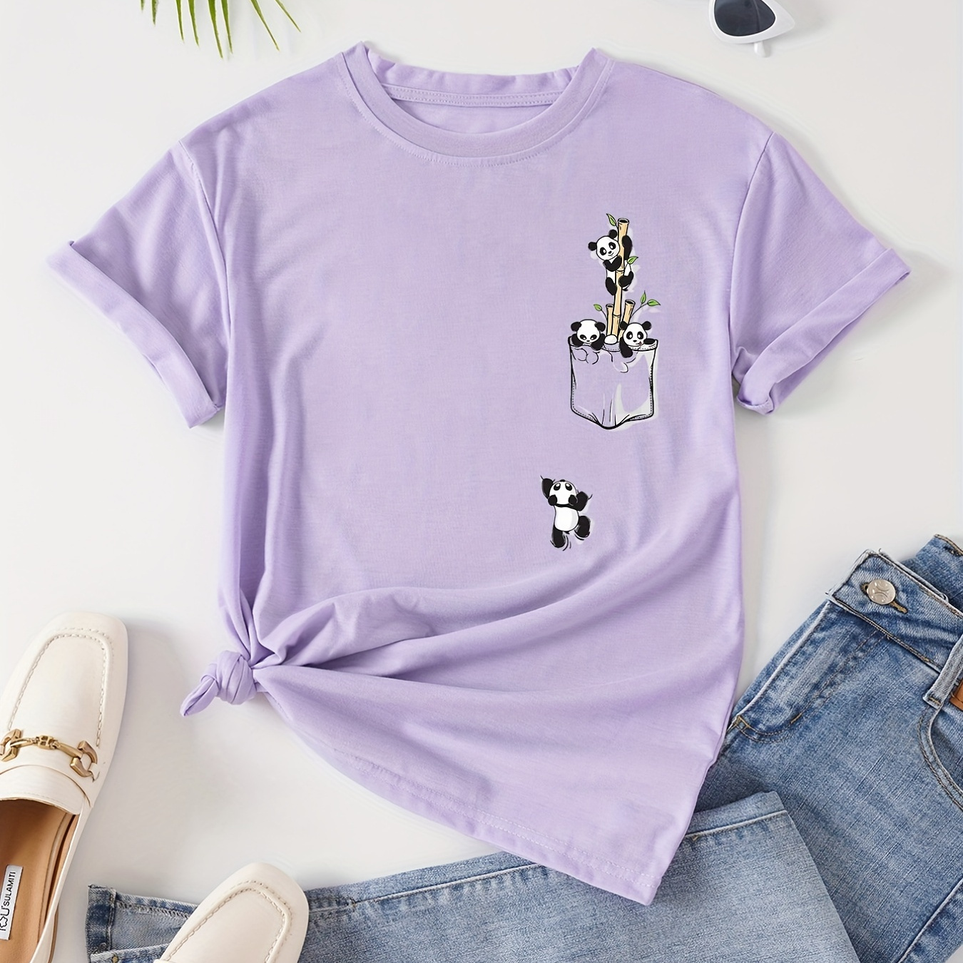 

Cute Print T-shirt, Casual Short Sleeve Top For , Women's Clothing