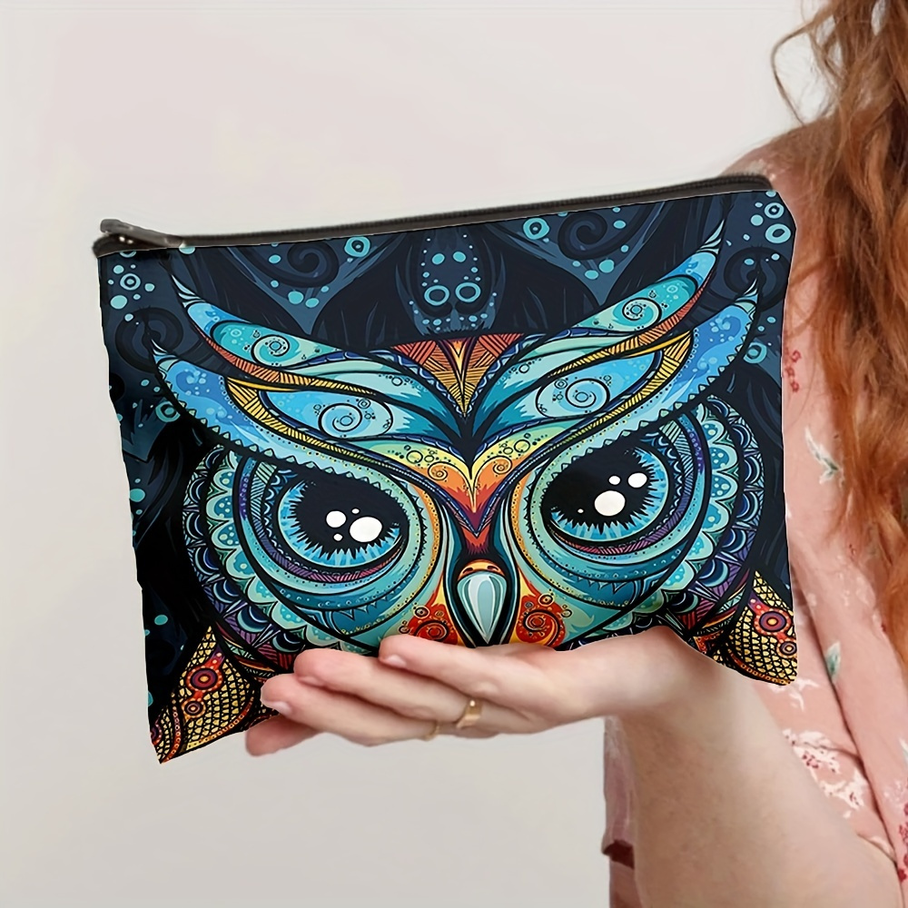 

Vintage Owl Pattern Coin Purse, Zipper Clutch Makeup Bag, Lightweight Cosmetic Pouch