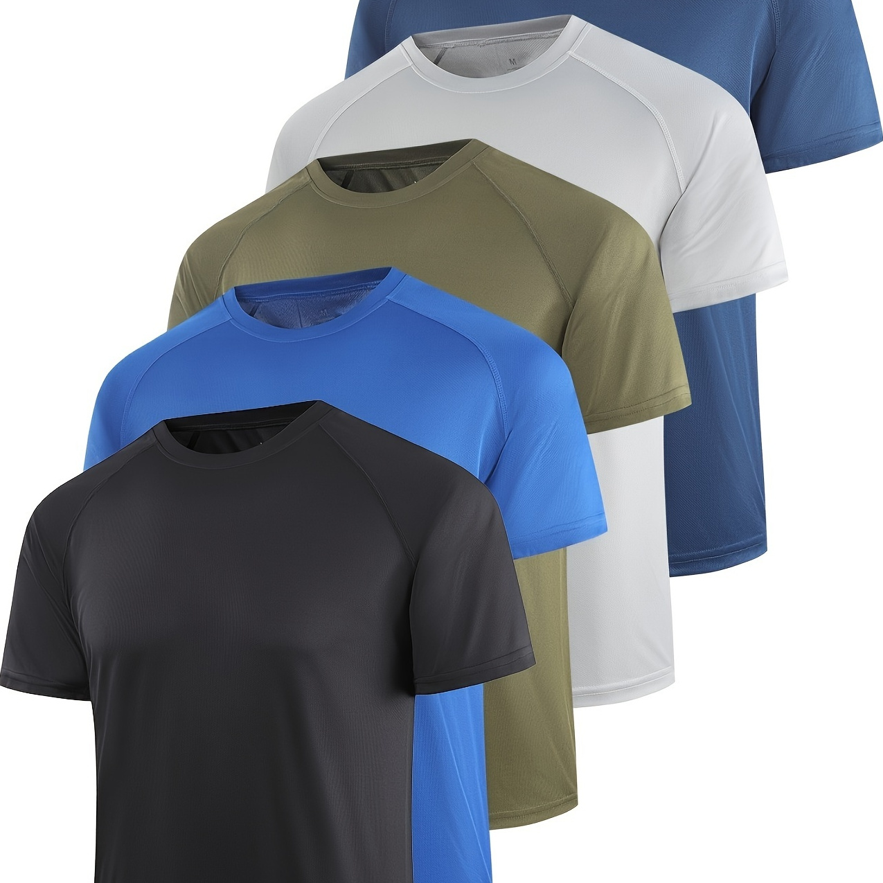 

5pcs Men's Short Sleeve Shirts, Breathable Sport T-shirts, Workout Running Tees Quick-drying Fitness Wear Top