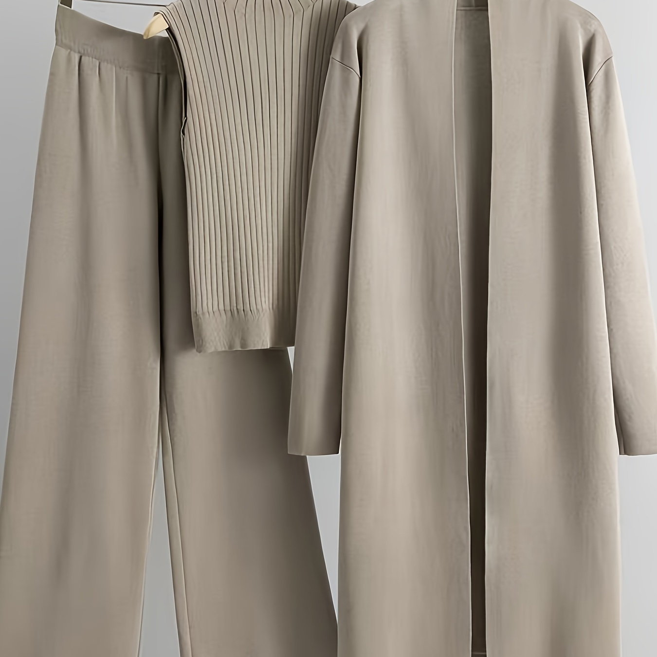 

Pantsuit Set For - Long And Knit Top, Long , And -leg Trousers - Fall/ - Outfit