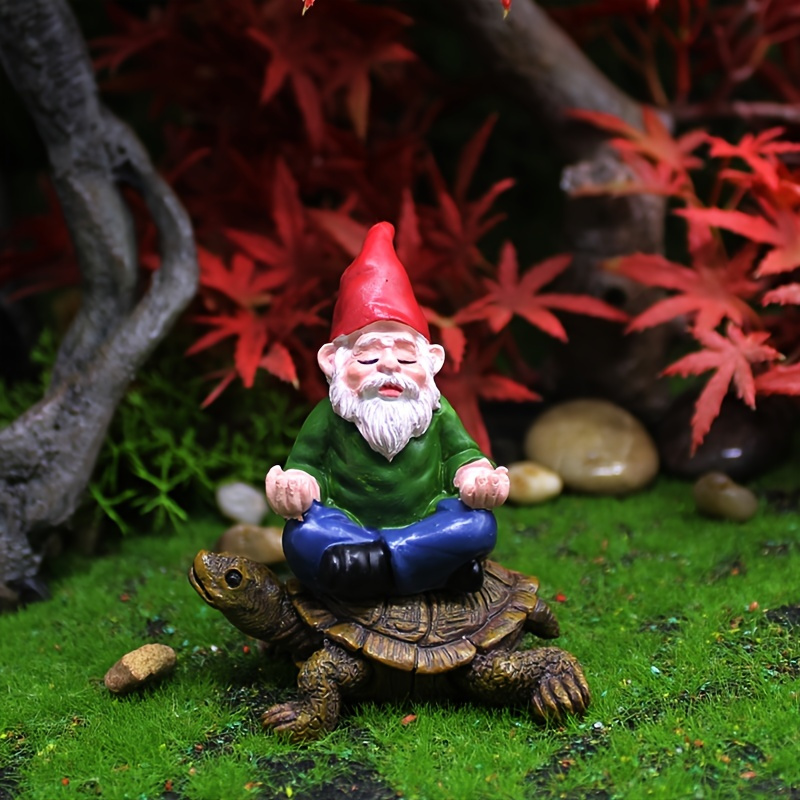 

1pc Dwarf Statue, Gnome Sitting On Turtle Resin Ornament, Fairy Garden Decor, Figurines Decoration For Indoor & Desktop & Outdoor & Lawn & Yard & Garden