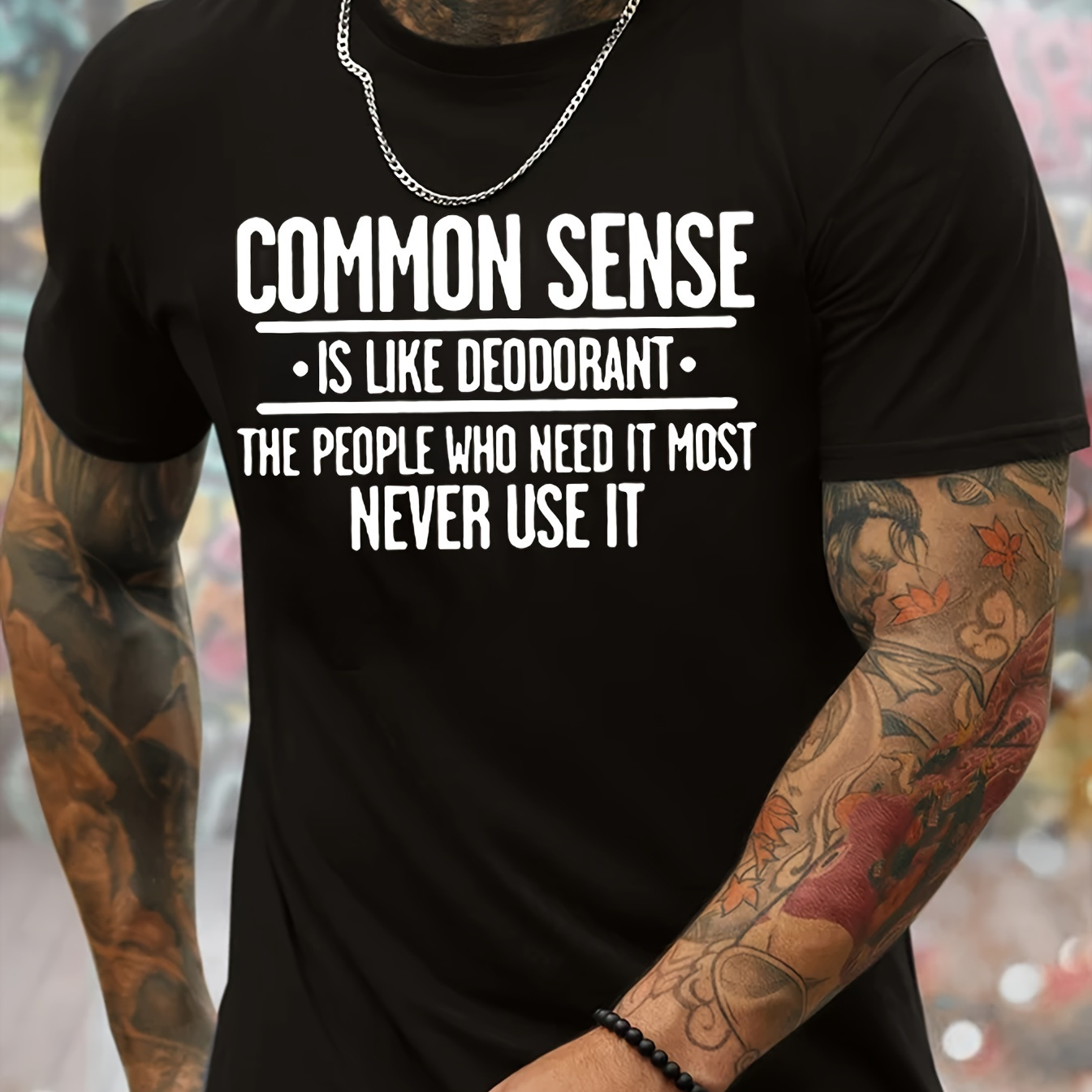 

'common Sense...' Print Tees For Men, Casual Quick Drying Breathable T-shirt, Short Sleeve T-shirt For Running Training, Spring And Summer