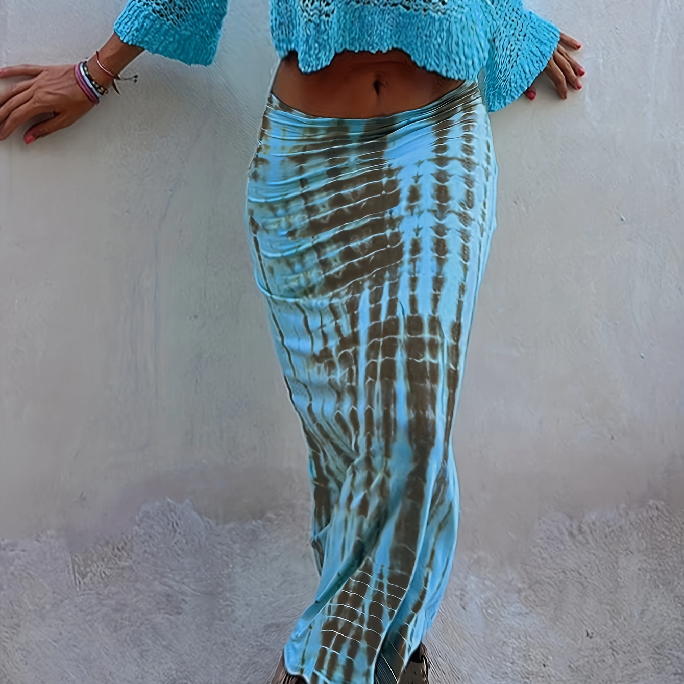 

Abstract Print Mermaid Skirt, Elegant High Waist Skirt For Spring & Summer, Women's Clothing