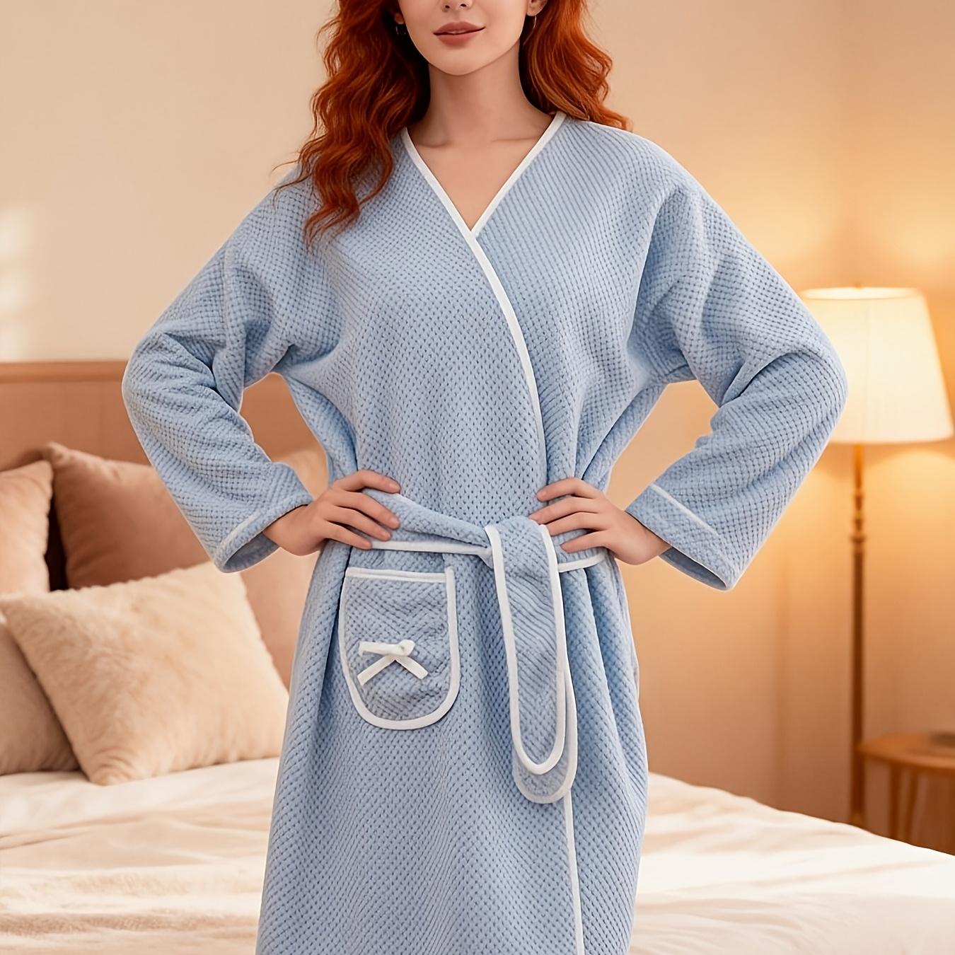 TEMU 1 Women' Soft Absorbent Long-sleeved Bathrobe - Quick-drying, Cartoon Pineapple Design With Straps, Perfect For