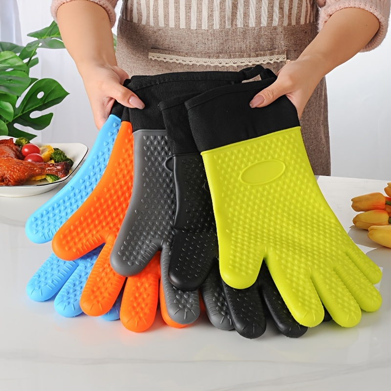 1pc Grilling Gloves: Heat Resistant Silicone Oven Mitts With Non-slip Protection For Grilling, Kitchen, And Cooking!