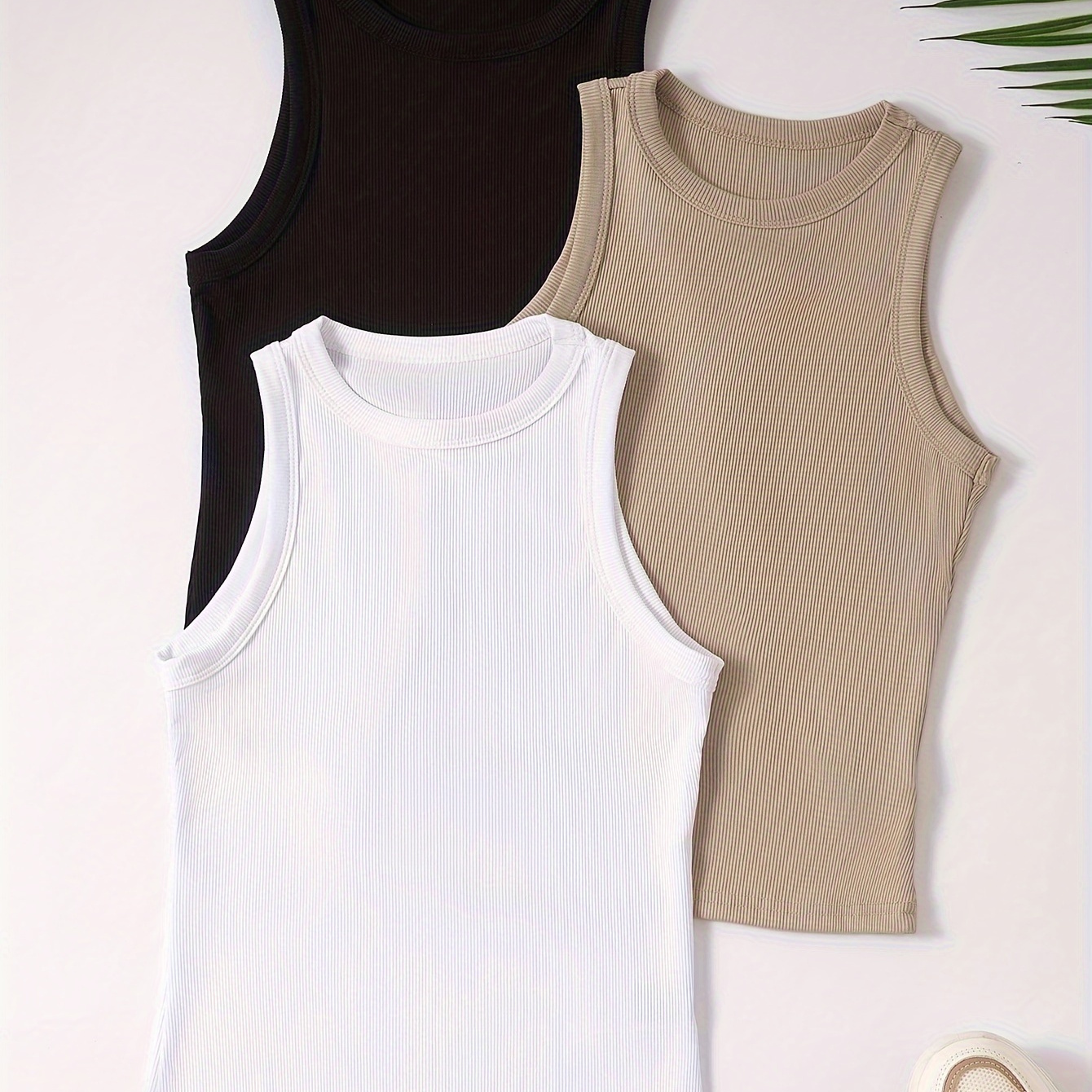 

3 Packs Solid Crew Neck Tank Top, Casual Sleeveless Tank Top For Summer, Women's Clothing