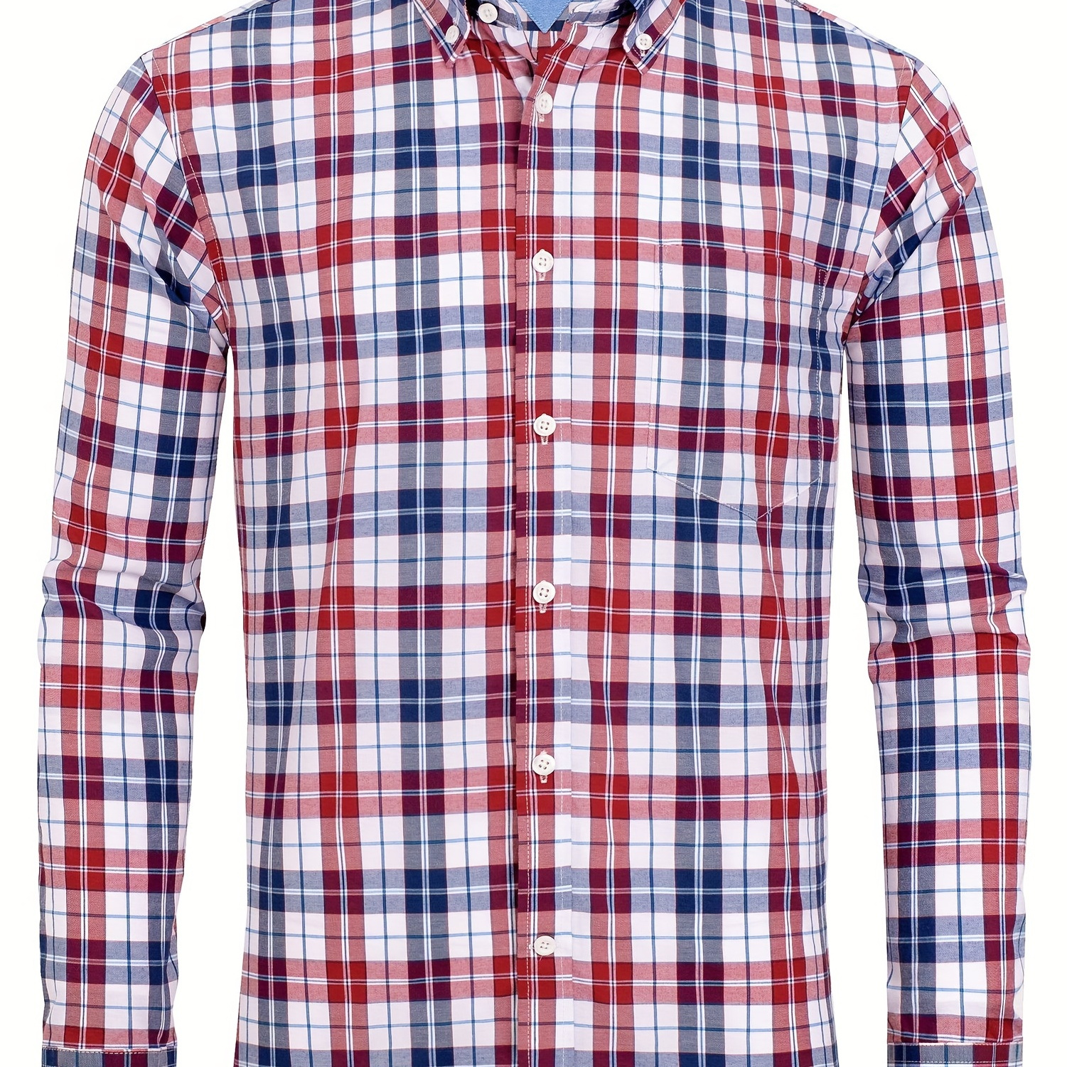 

Men's Plaid Graphic Shirt, Casual Cotton Lapel Button Down Long Sleeve Shirt For Outdoor Spring Fall
