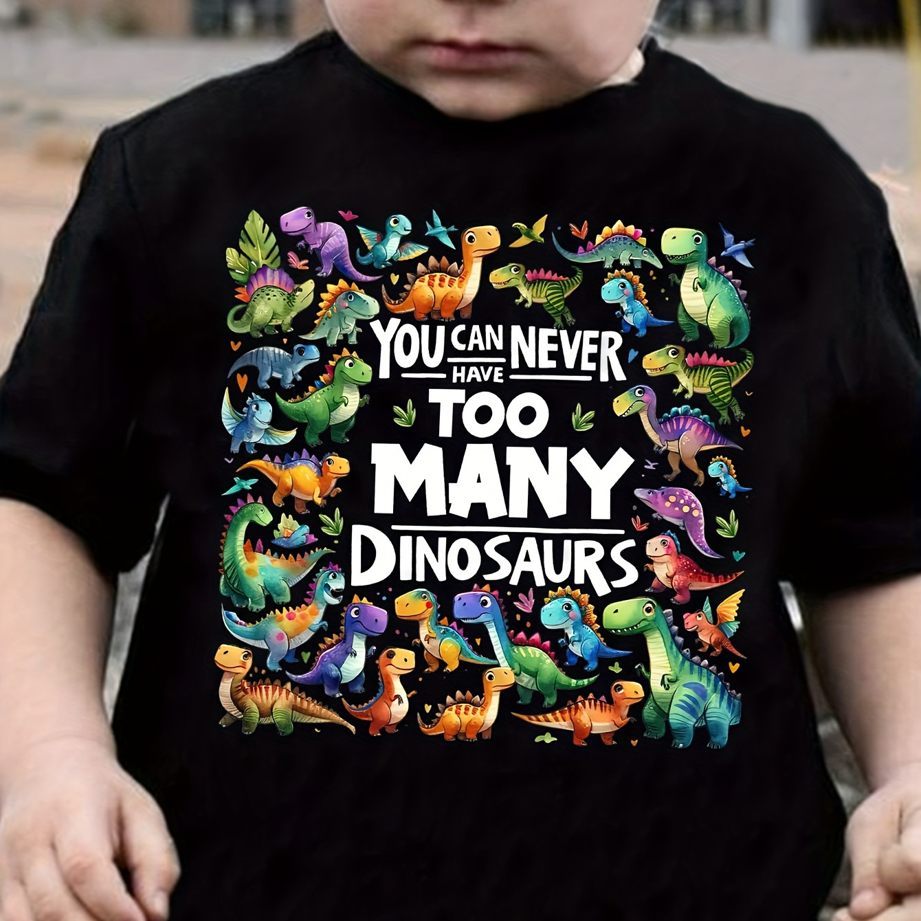 

Cartoon Colorful Dinosaur Print Boy's Creative T-shirt, Casual Short Sleeve Crew Neck Top, Boy's Summer Clothing