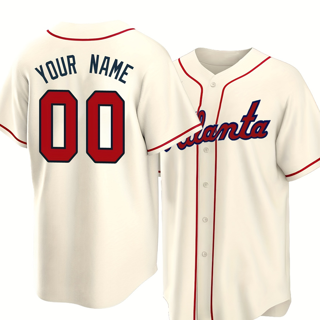 

Men's Breathable Baseball Jersey With Customized Name And Number Embroidery, Comfy Top For Summer Sport