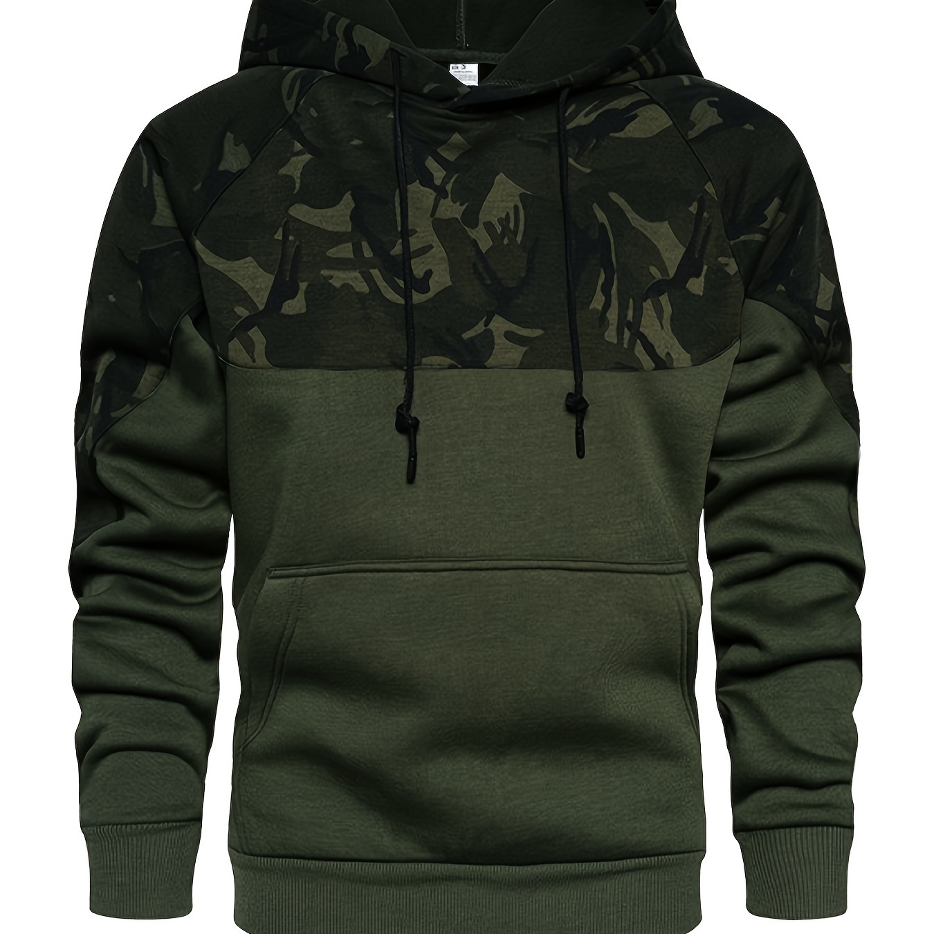 

Camouflage Hoodie, Cool Hoodies For Men, Men's Casual Color Block Design Hooded Sweatshirt With Kangaroo Pocket Streetwear For Winter Fall, As Gifts