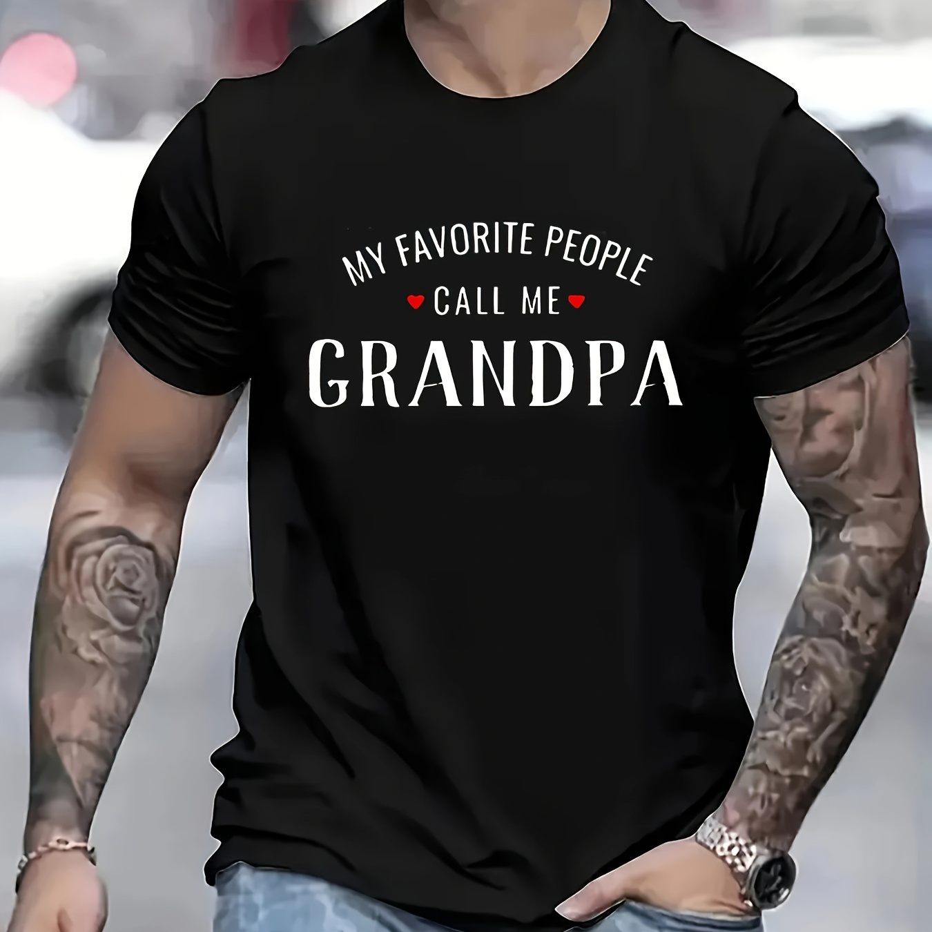 

Grandpa Graphic Men's Short Sleeve T-shirt, Comfy Stretchy Trendy Tees For Summer, Casual Daily Style Fashion Clothing, As Gifts