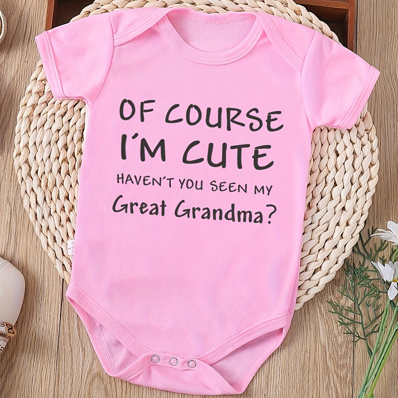 

Of Course I'm Cute Newborn Jumpsuit Summer Short Sleeve Baby Onesie Pregnancy Gift