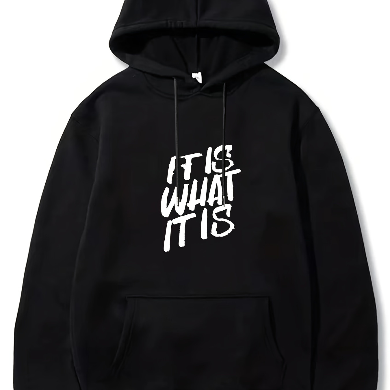 

Men's Polyester Hooded Sweatshirt " What " Print - Sports Style Regular Fit With Slight Stretch Geometric Pattern Applique Knit Fabric Casual Hip-hop Oversize Pullover