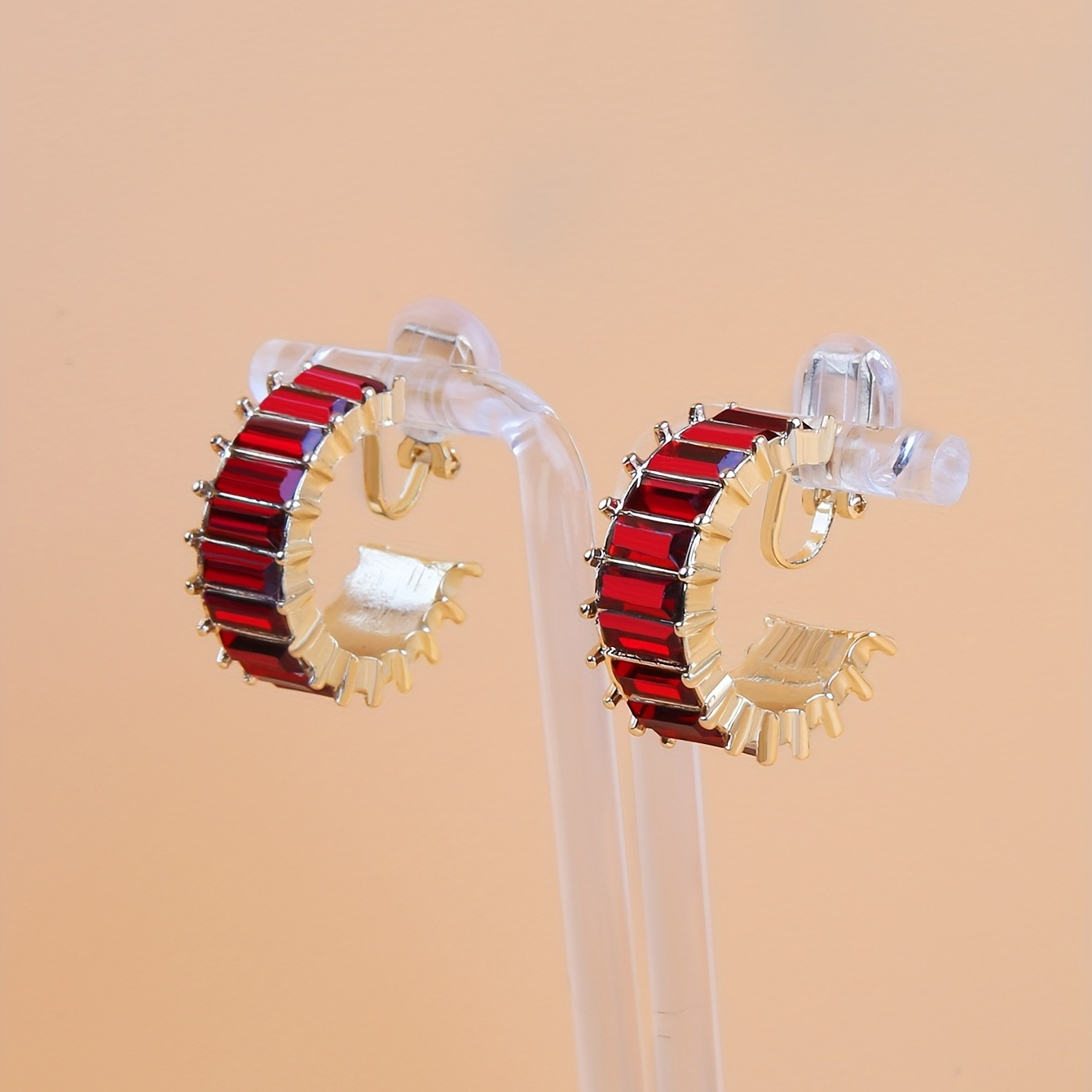 

Pair Of Red Gemstone Ear Clips