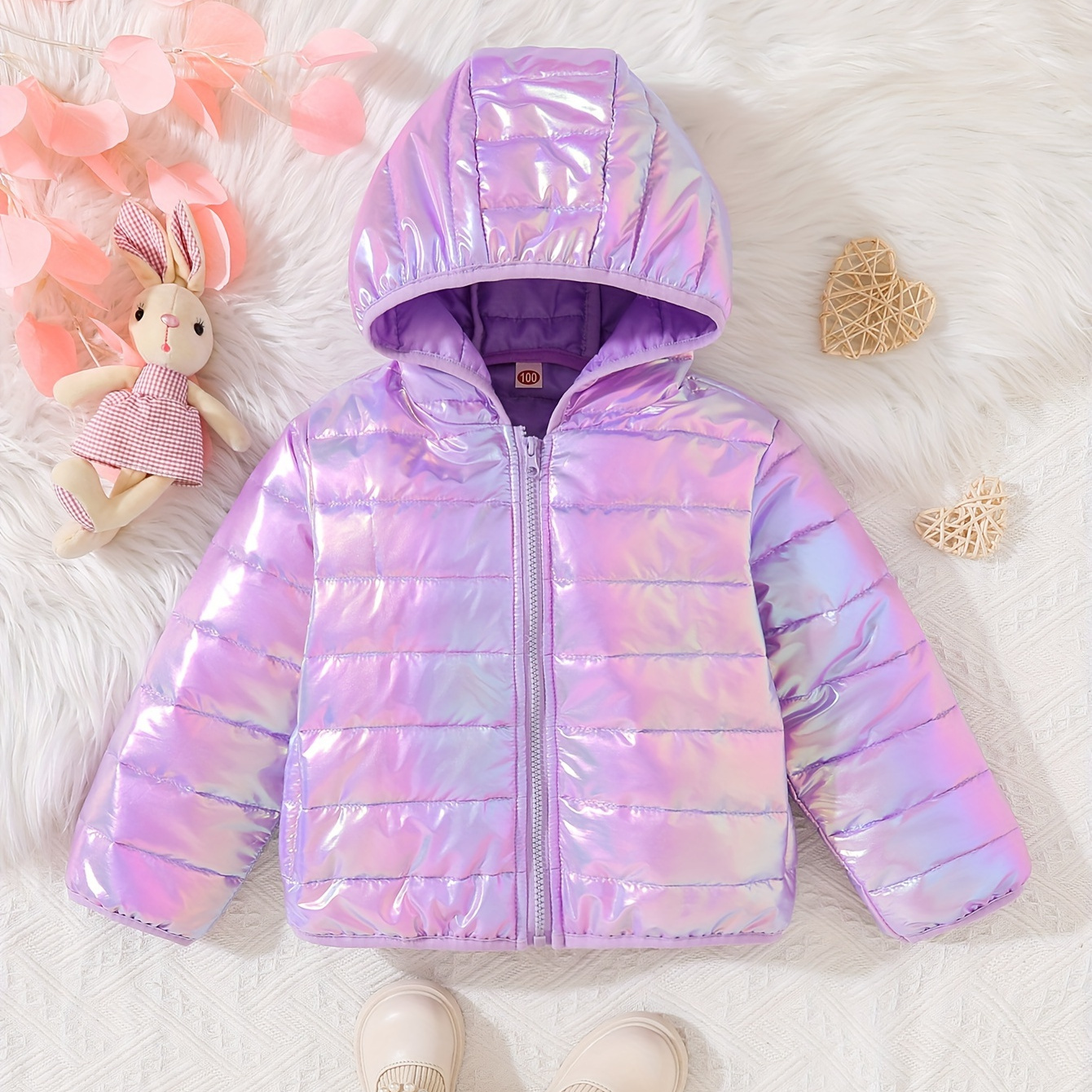 

Stylish Hooded Padded Coat For Girls, Lightweight Casual Warm Outerwear Winter/fall Clothing