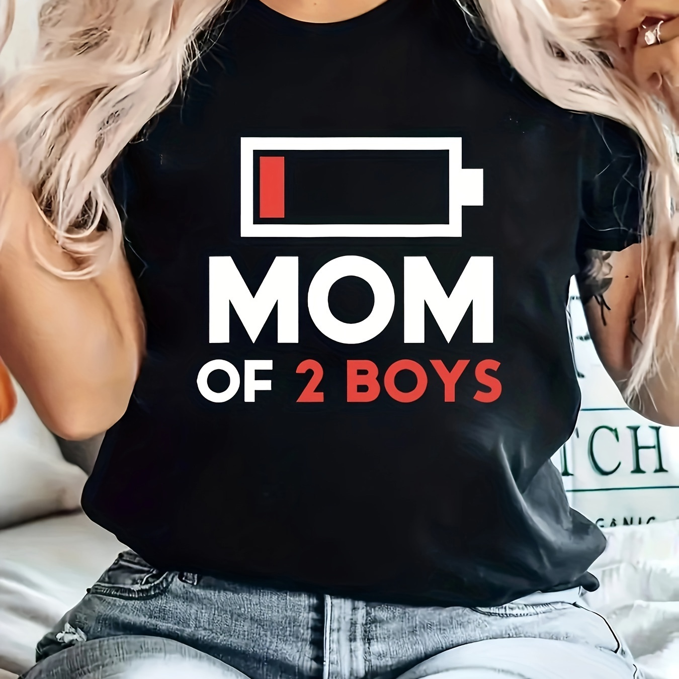 

Mother's Day Print Crew Neck T-shirt, Short Sleeve Casual Top For Summer & Spring, Women's Clothing