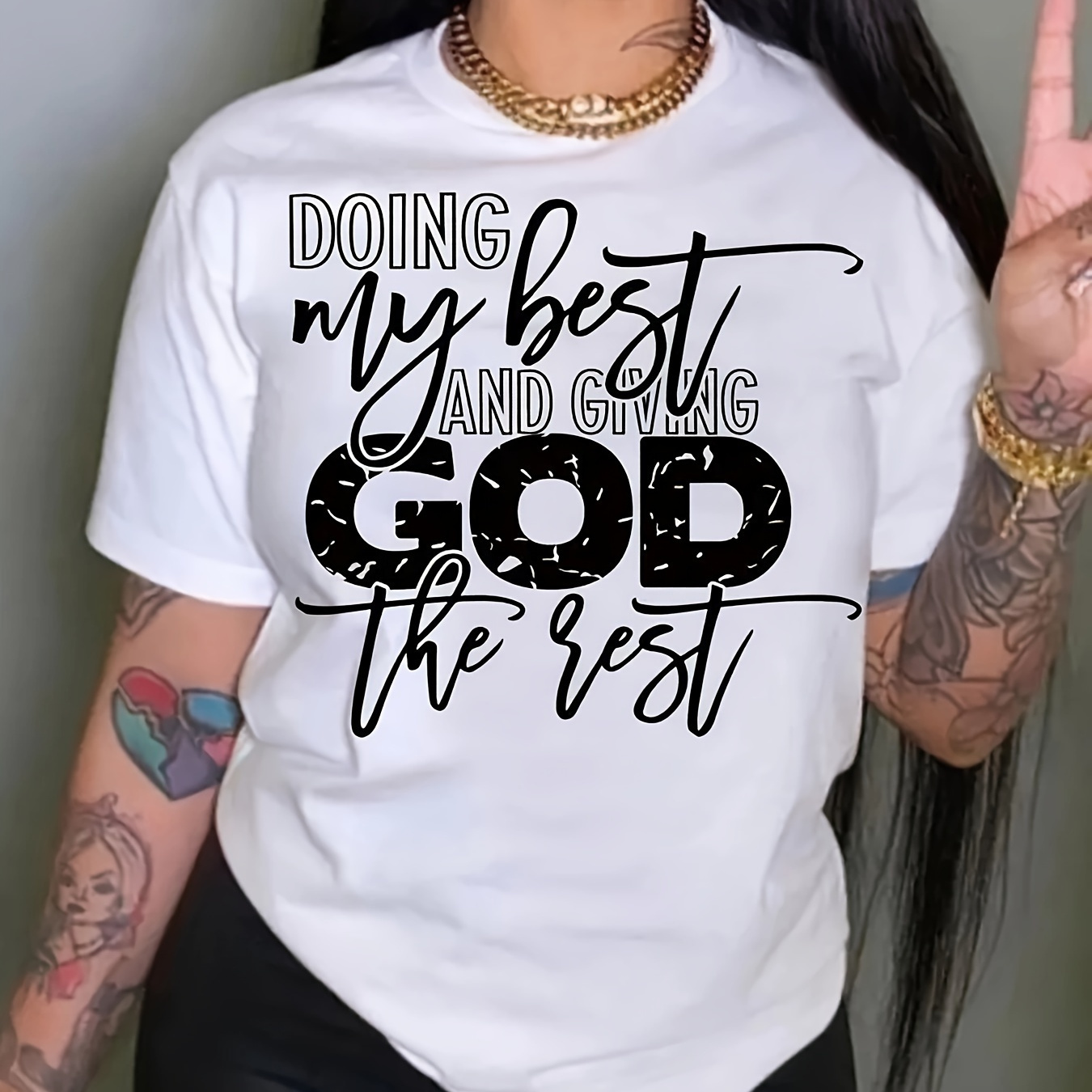 

Letter Print T-shirt, Casual Short Sleeve Crew Neck Top For Spring & Summer, Women's Clothing