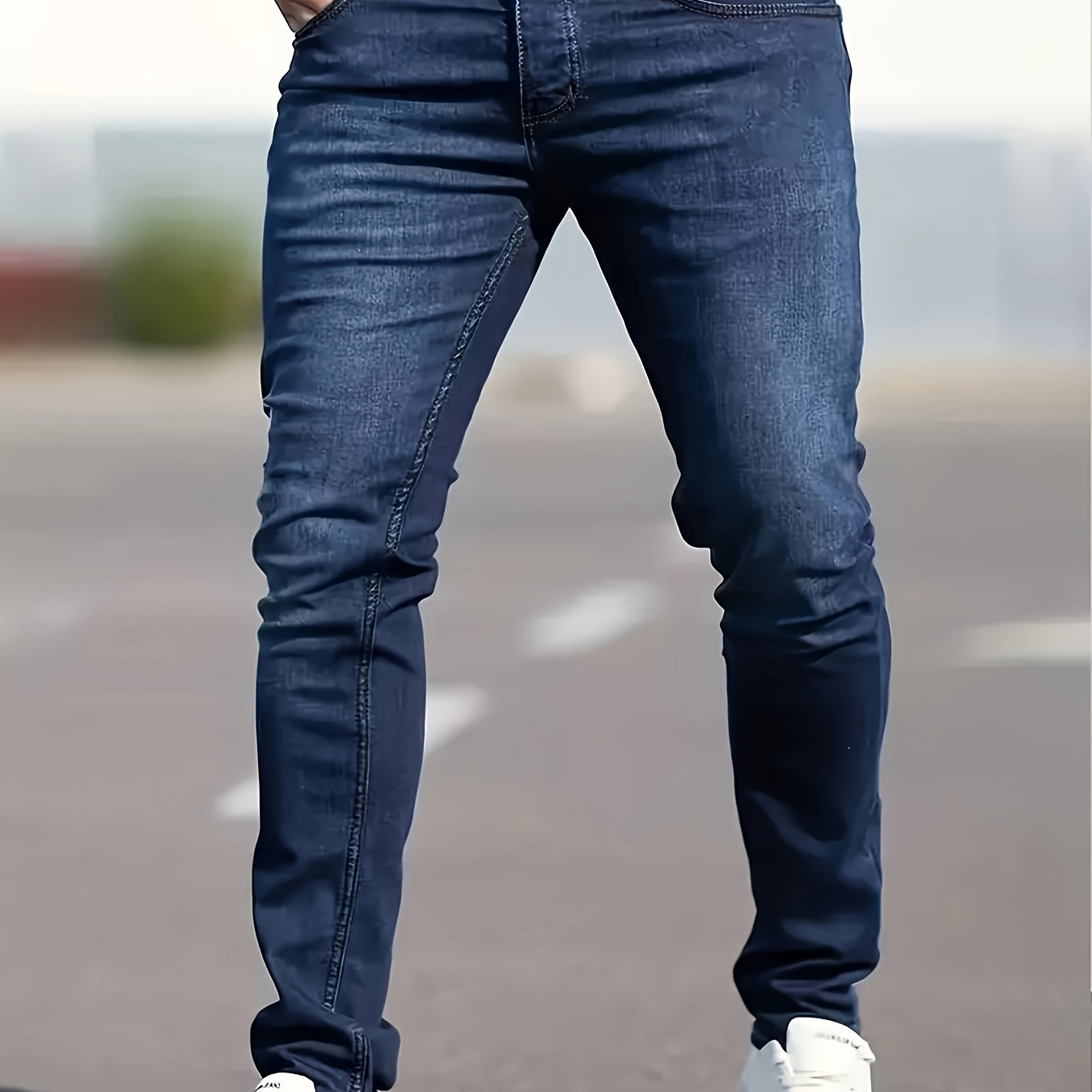 

Pantalons en denim ajustés décontractés pour hommes, jeans au design classique pour hommes, polyvalents pour les quatre saisons