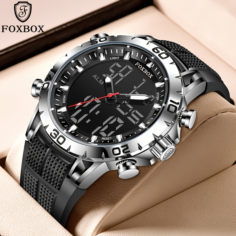 

Foxbox Men's Watches Sports Top Brand Luxury Dual Display Quartz Watch For Men Waterproof Clock Digital Electronic Watch